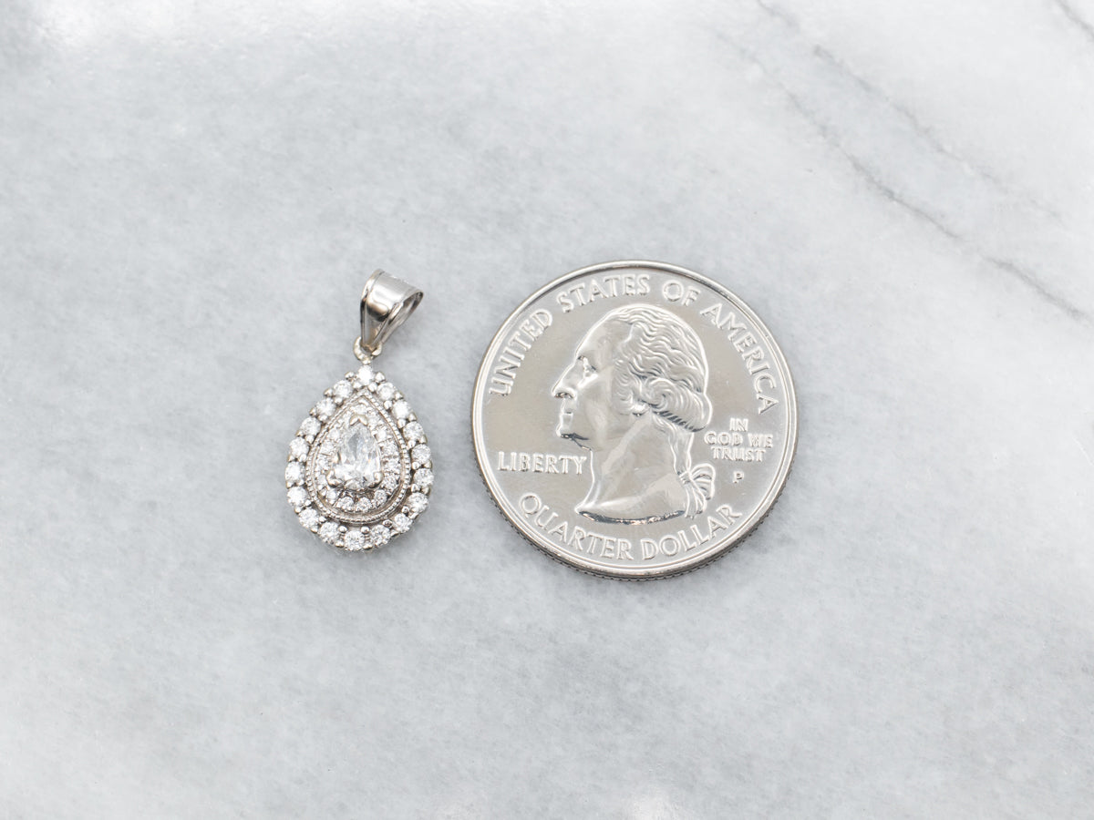 Teardrop Double Diamond Halo Pendant