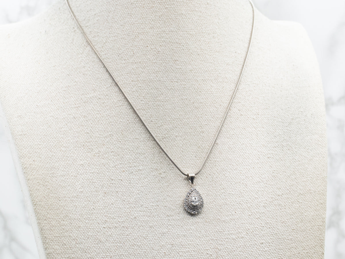 Teardrop Double Diamond Halo Pendant