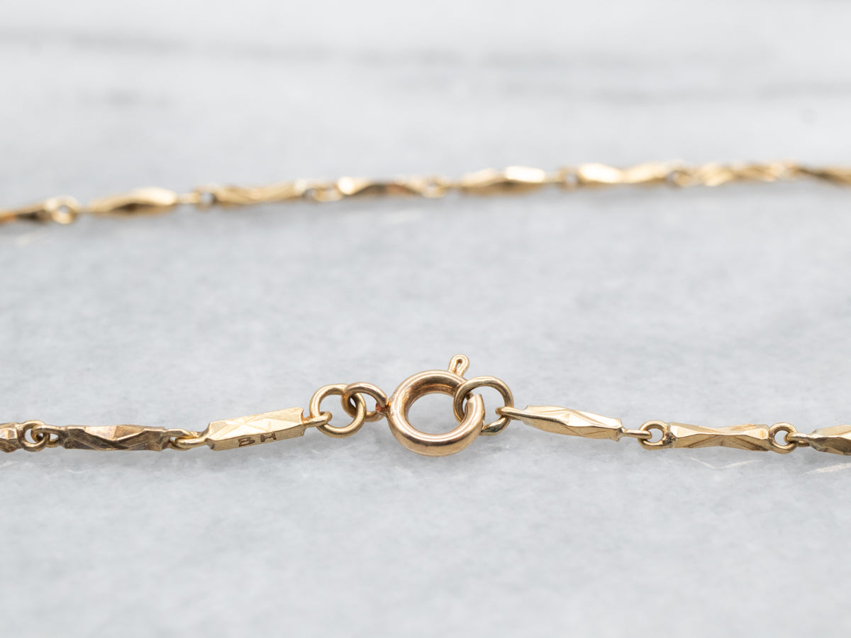 Unique Gold Bar Link Chain with Spring Ring Clasp