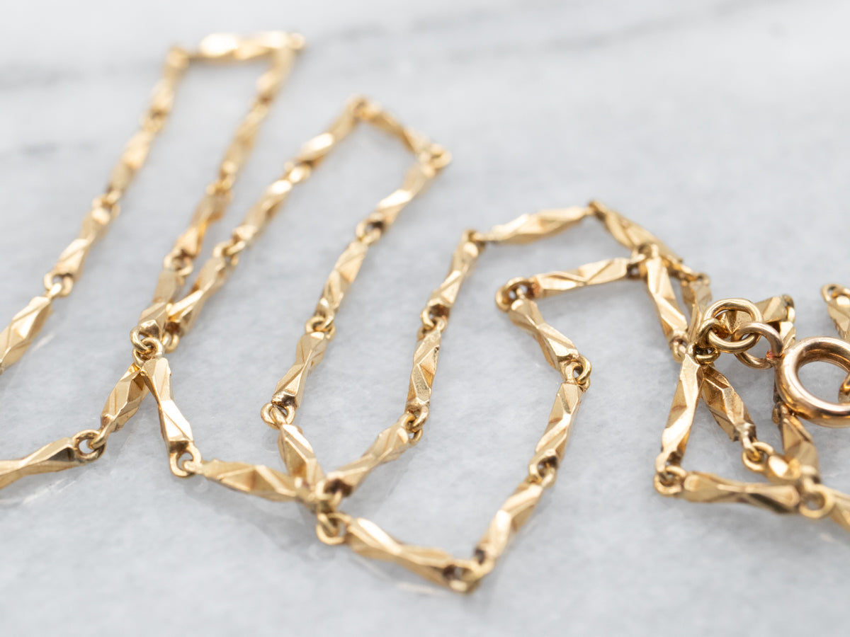 Unique Gold Bar Link Chain with Spring Ring Clasp
