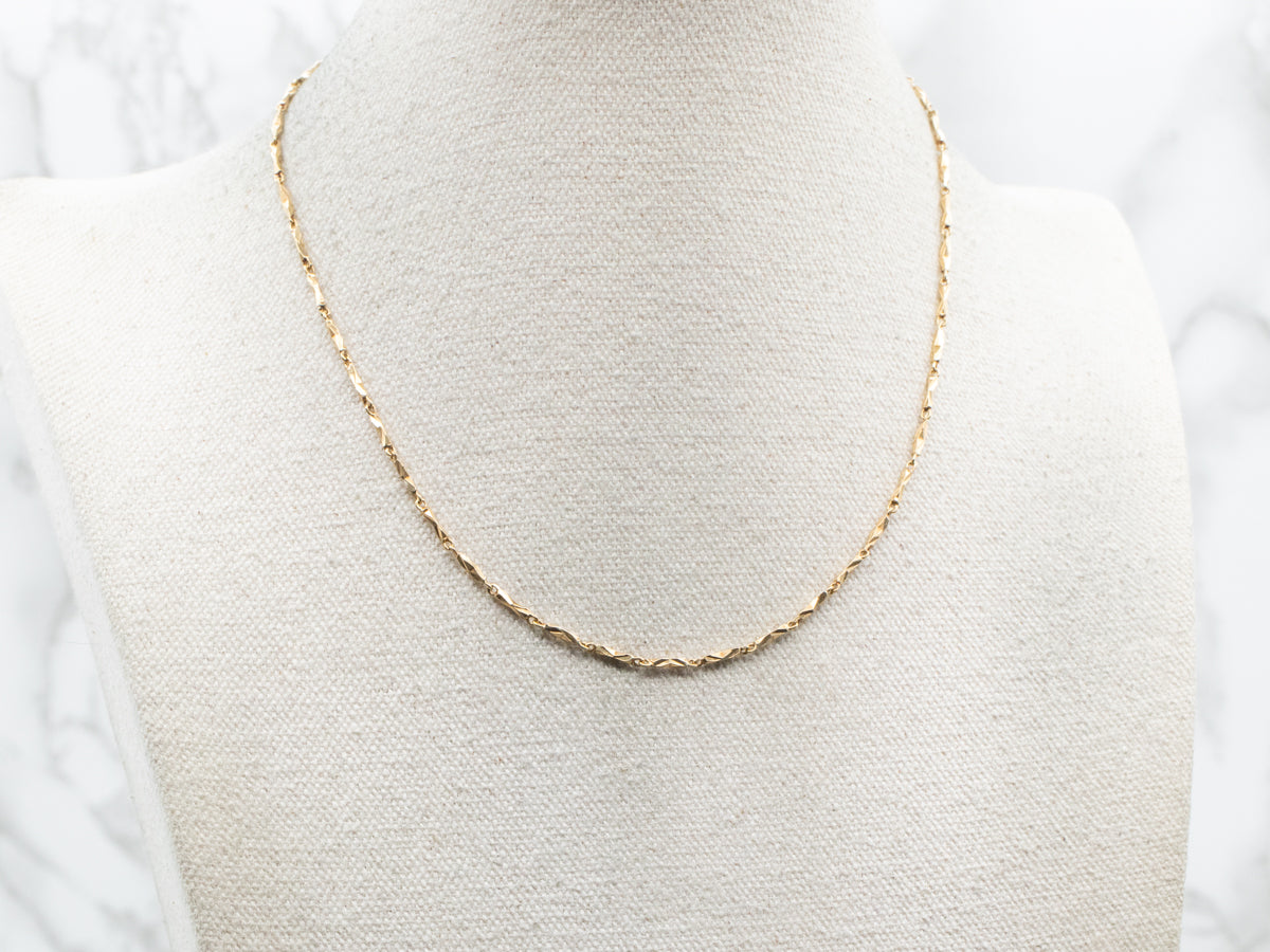 Unique Gold Bar Link Chain with Spring Ring Clasp