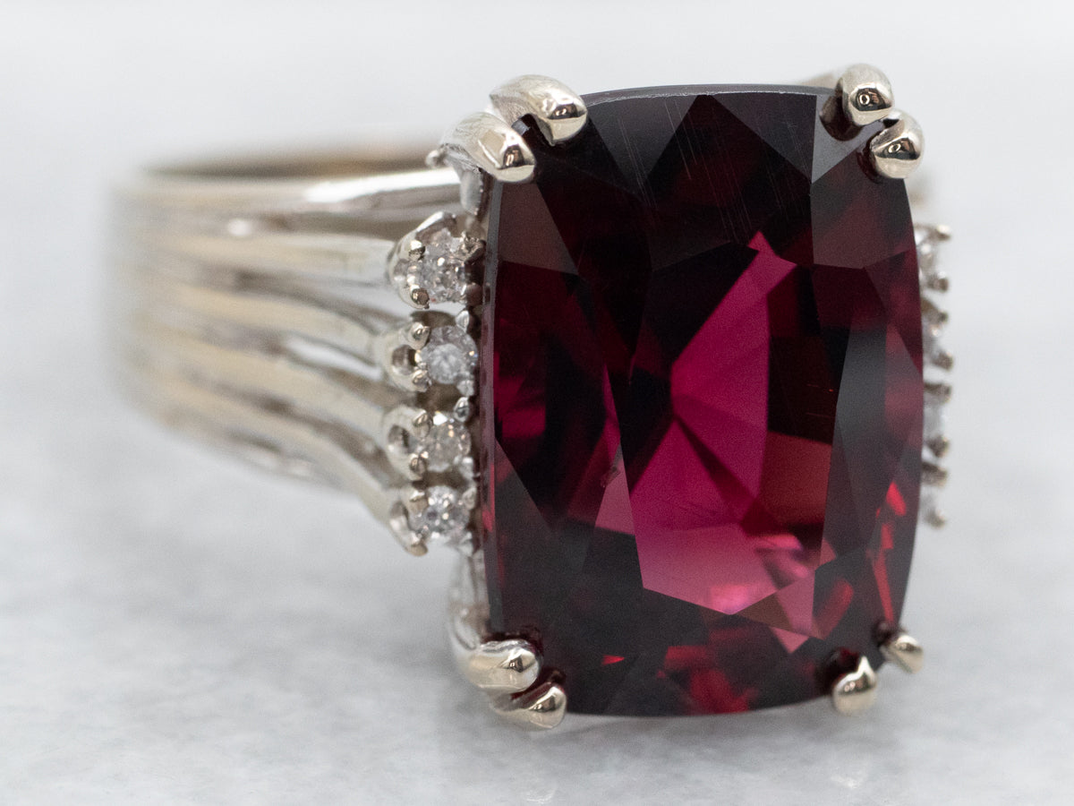 Rhodolite Garnet and Diamond Cocktail Ring