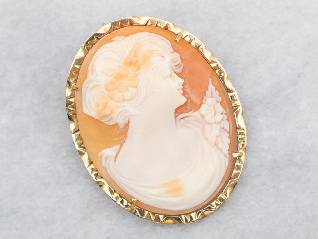 Broche Camée Antique Bacchante En Or 18k - Style Victorien - Occasion à Restaurer Ou à Porter