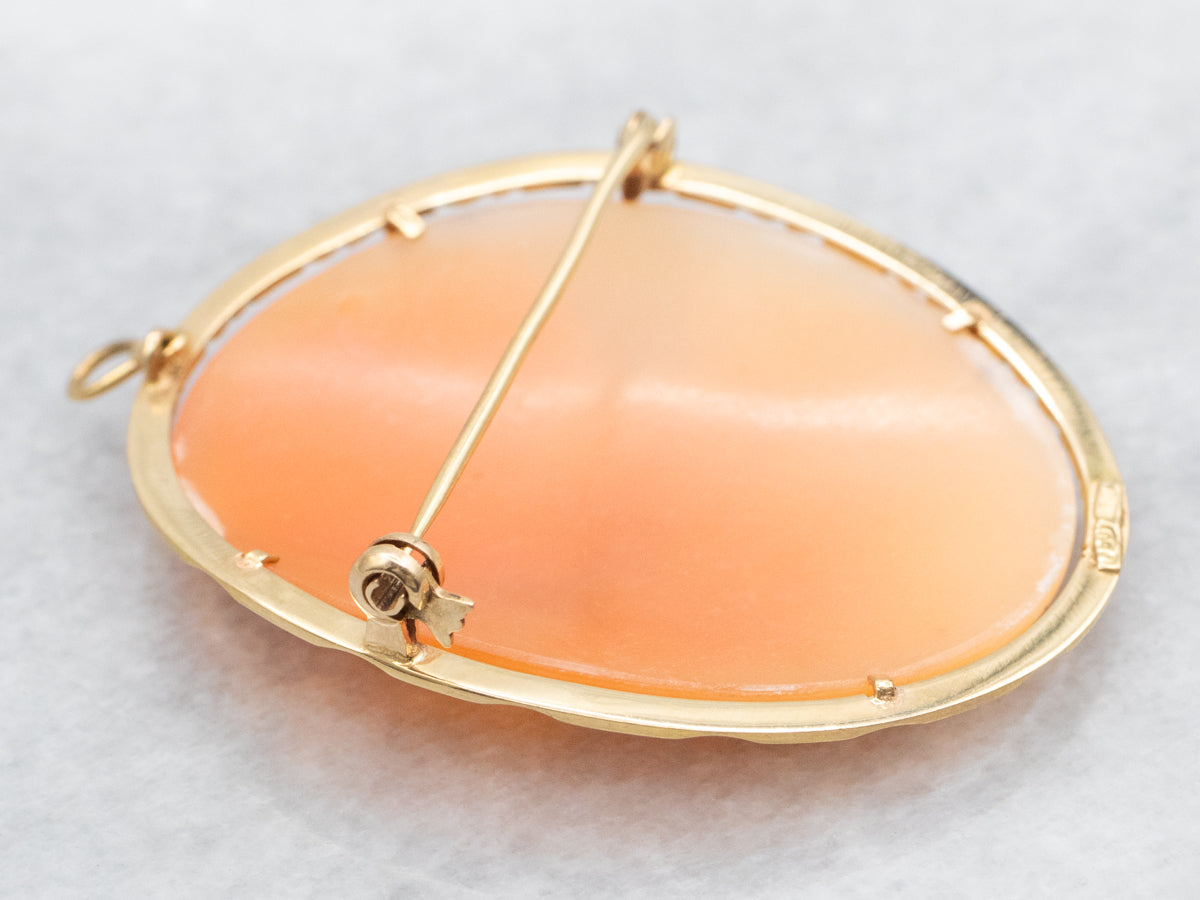 Vintage 18K Gold Cameo Brooch or Pendant