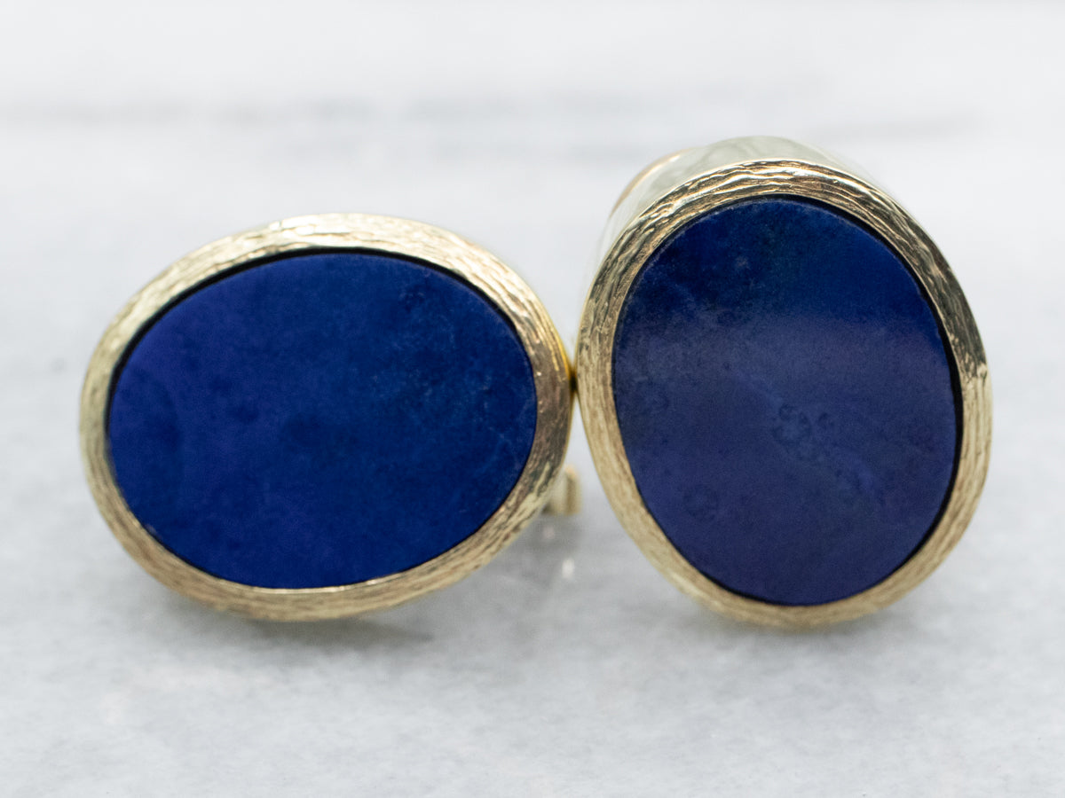 Green Gold Lapis Stud Earrings