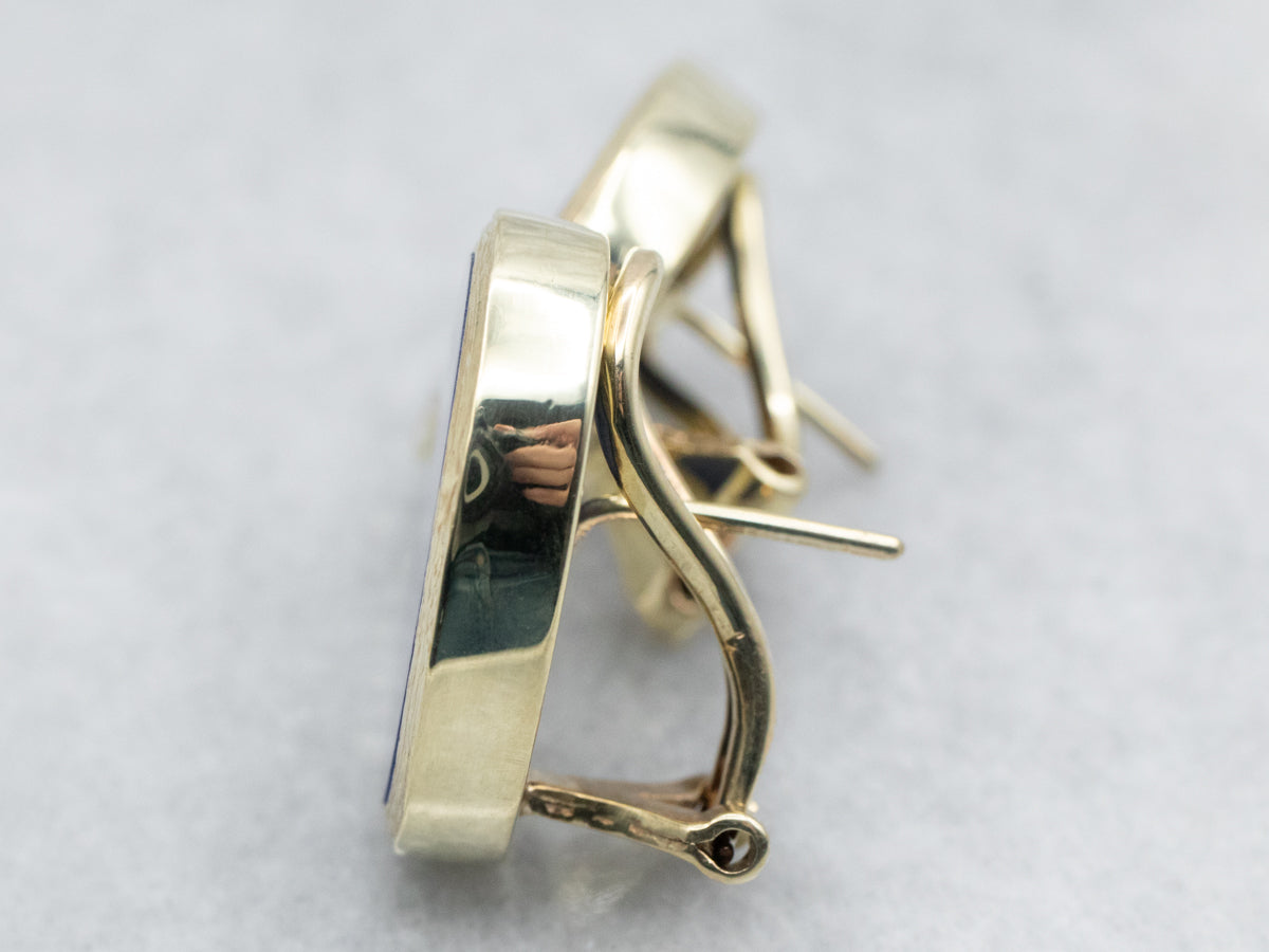Green Gold Lapis Stud Earrings