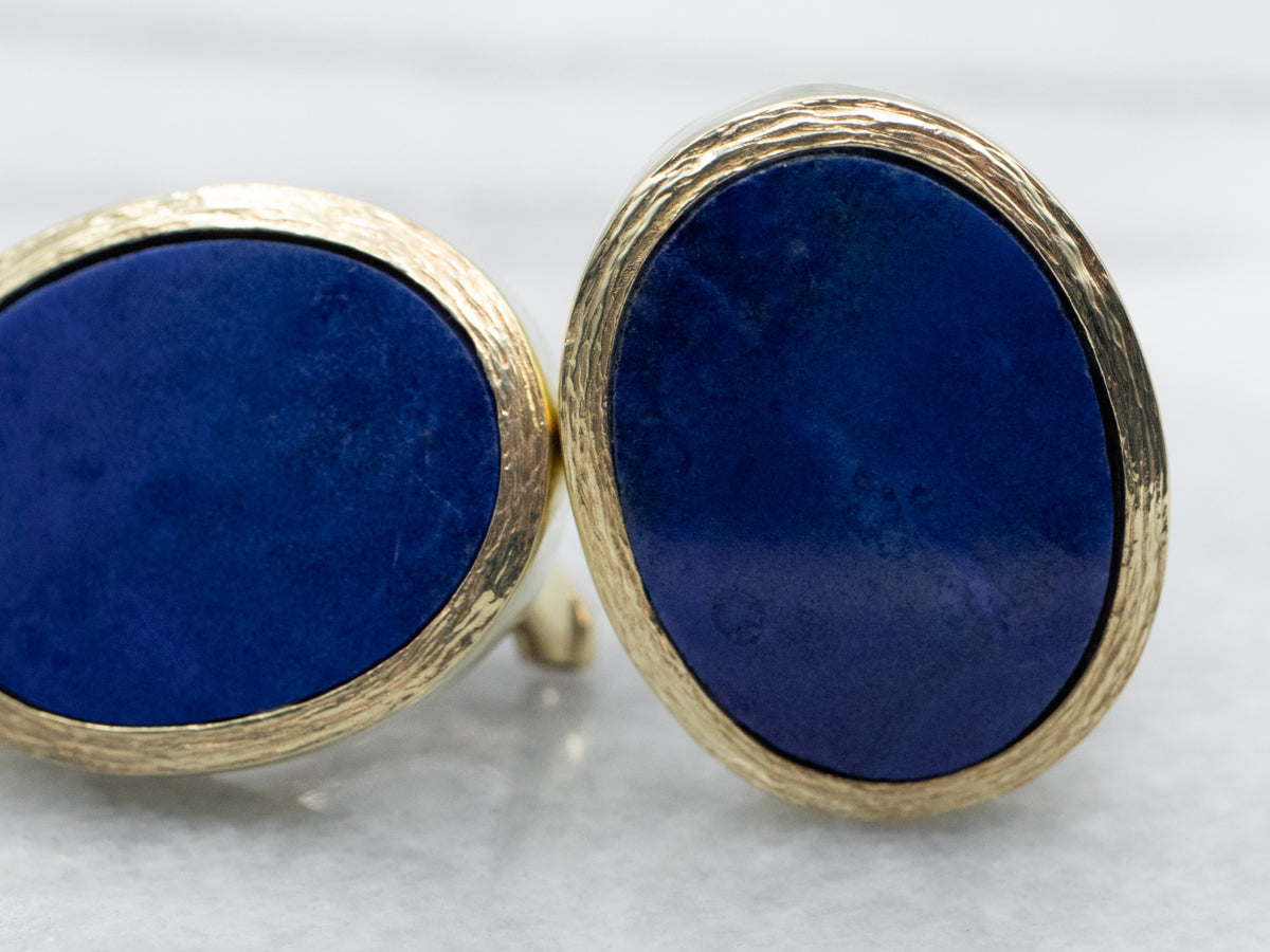 Green Gold Lapis Stud Earrings