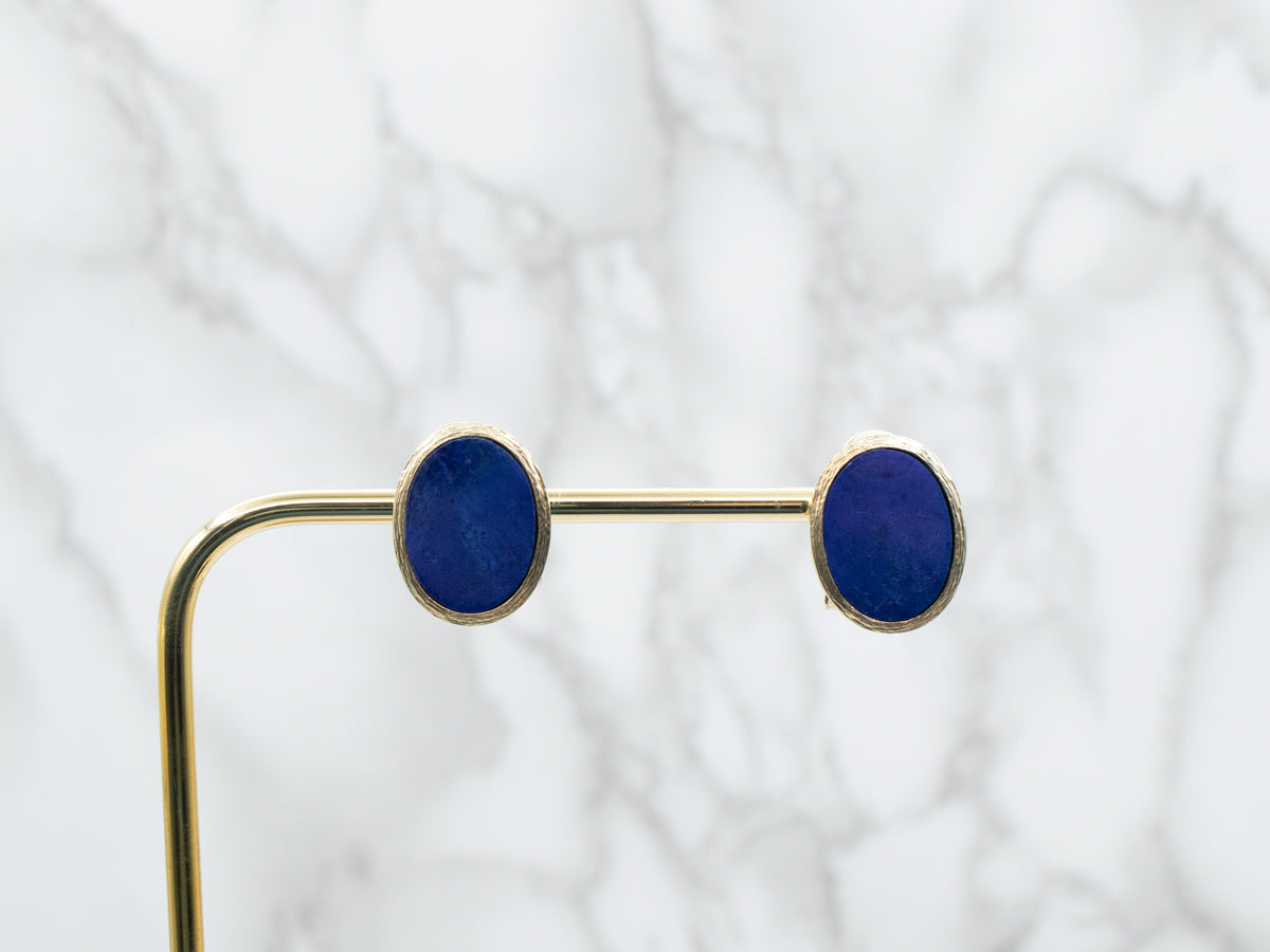 Green Gold Lapis Stud Earrings