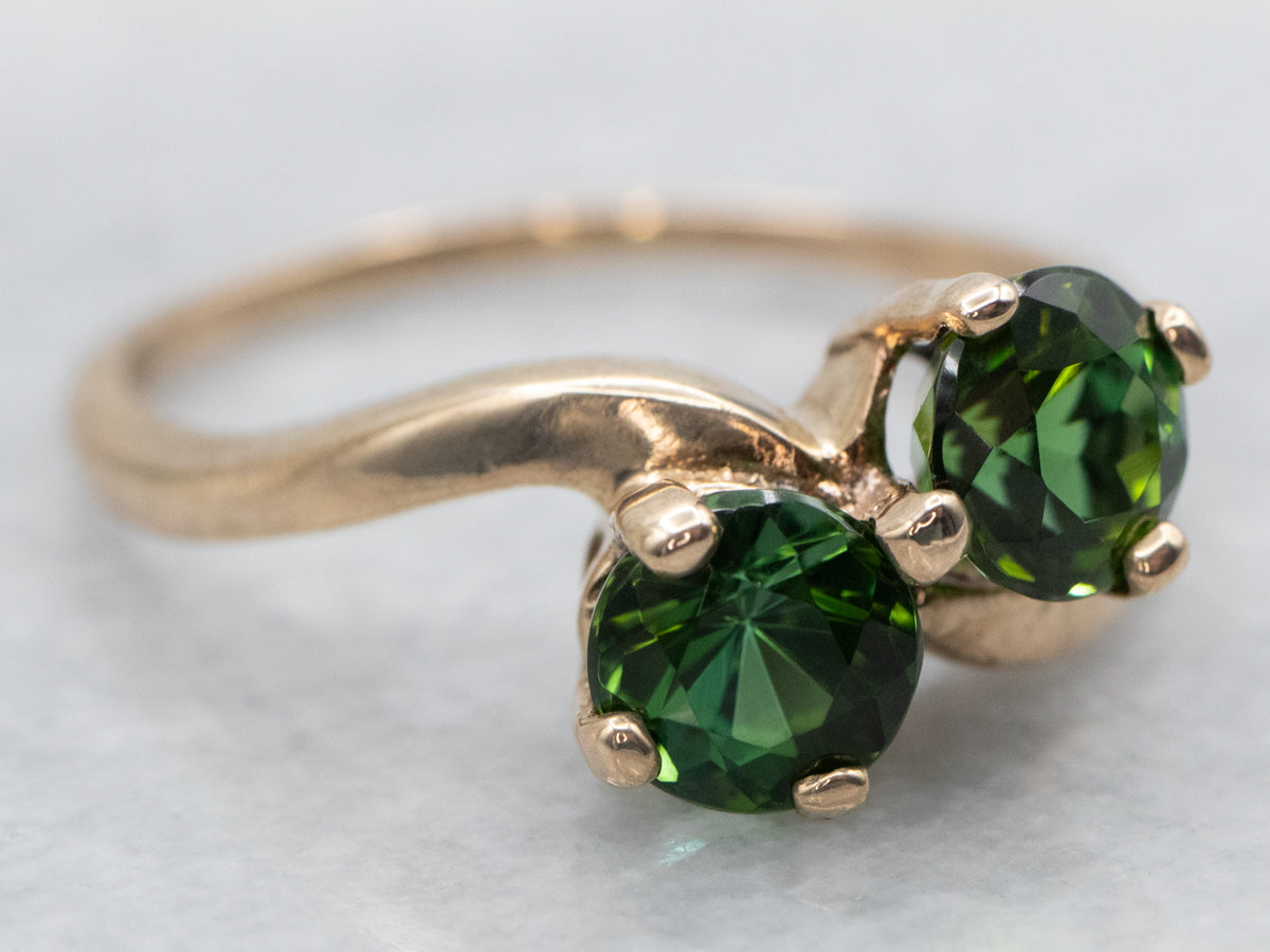 Anillo Bypass de Turmalina Verde