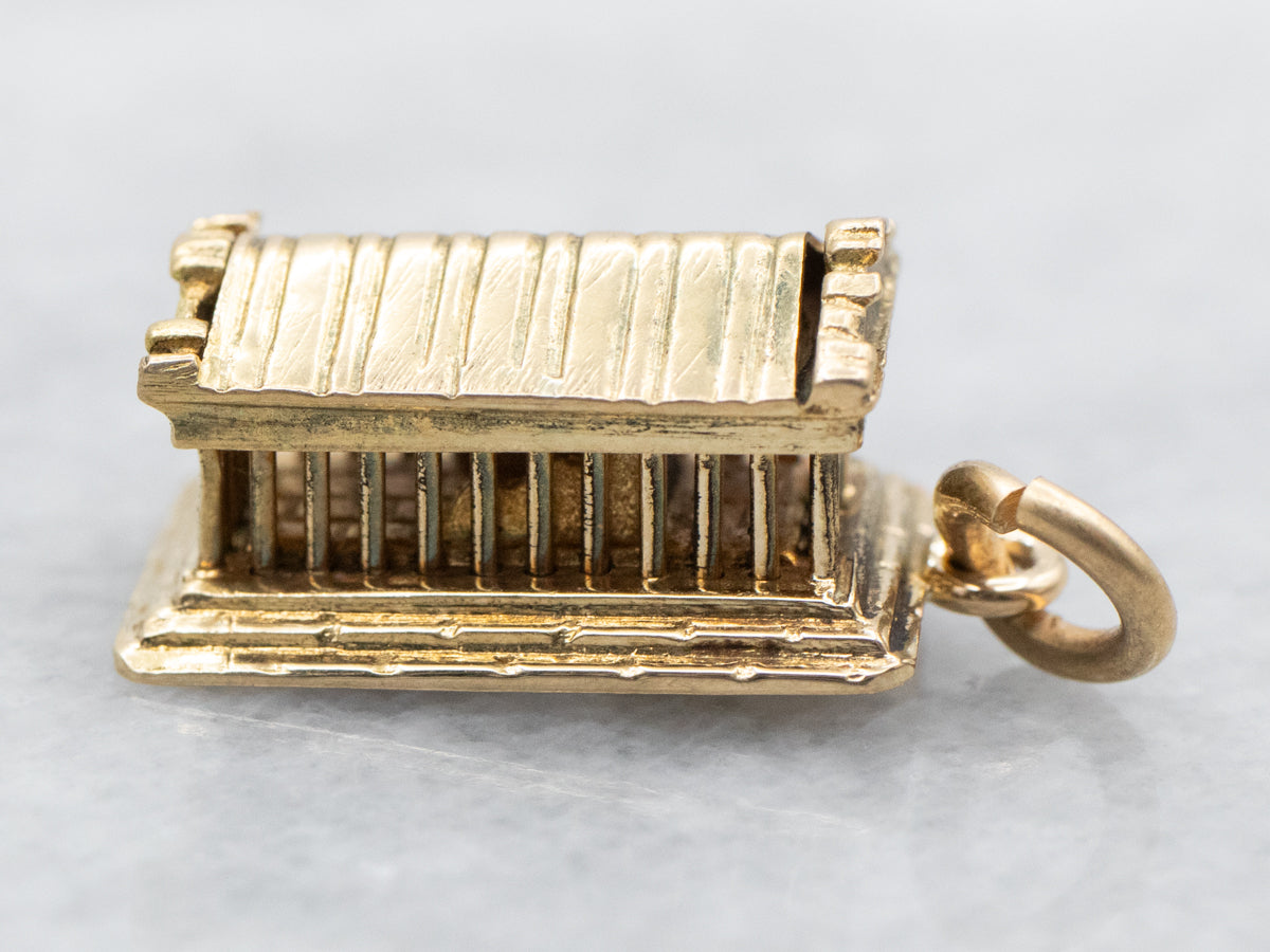 Greek Temple of Hephaestus Gold Charm