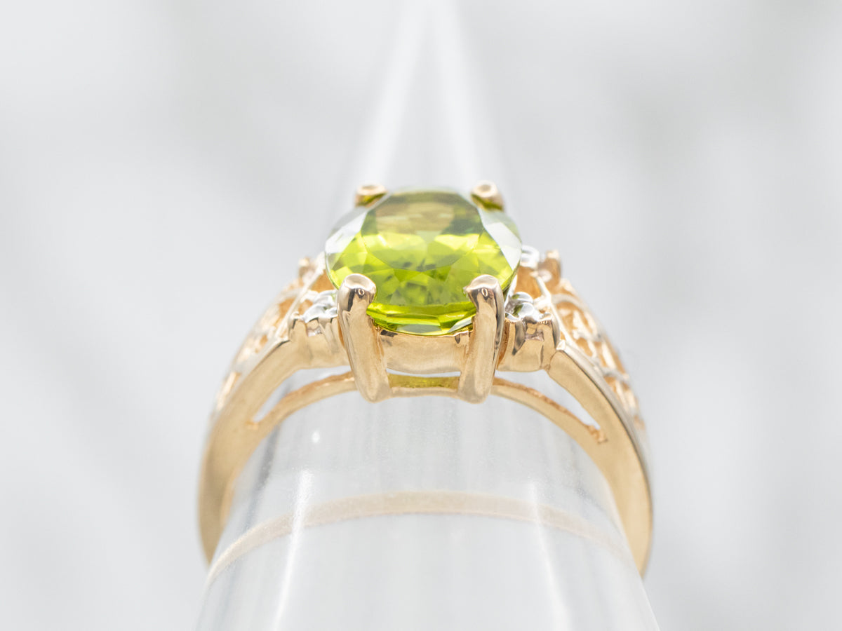 Gold Filigree Peridot Solitaire Ring