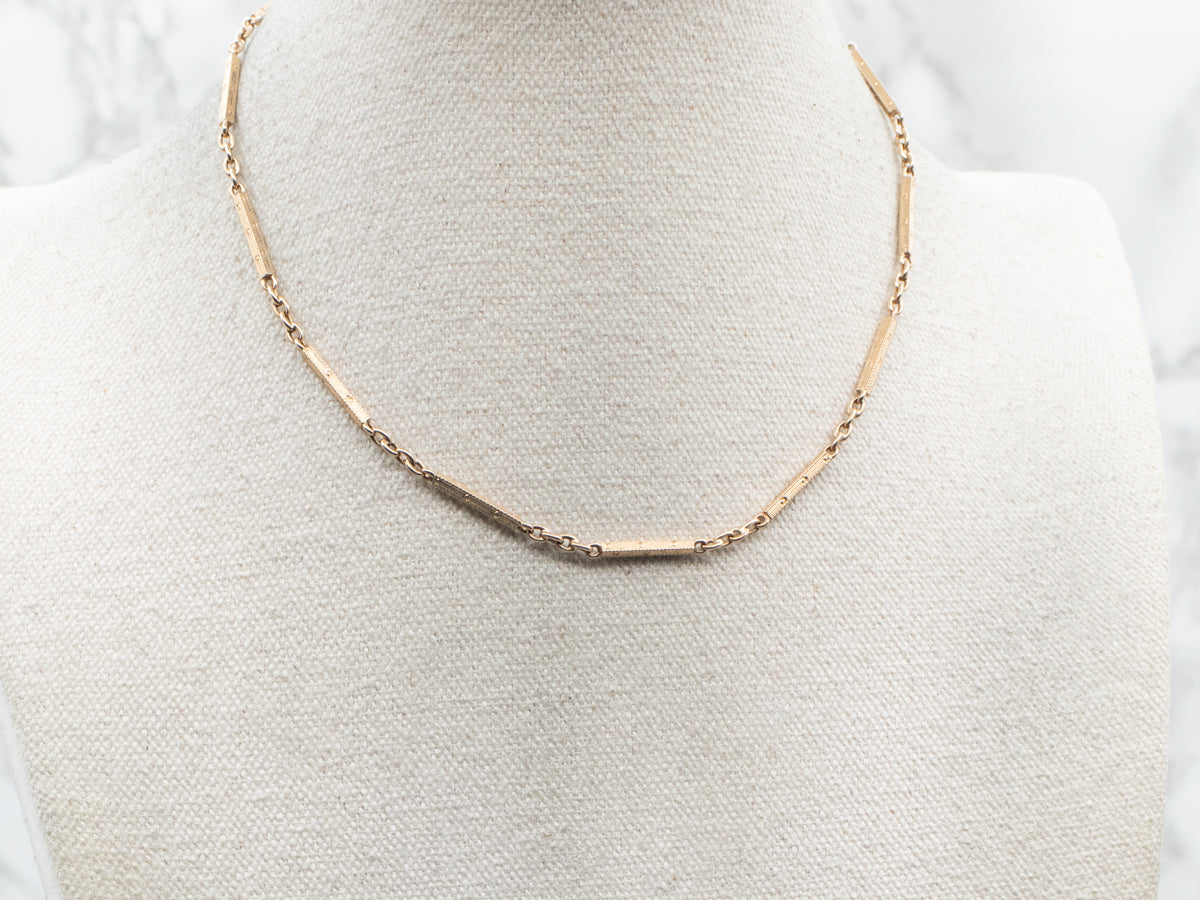 Antique Gold Bar Link Watch Chain