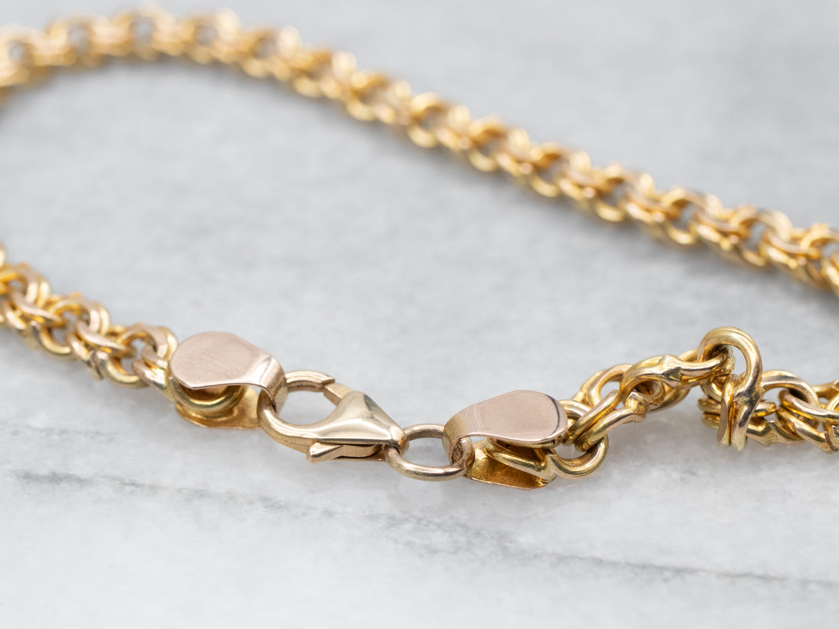Yellow Gold Charm Bracelet with Lobster Clasp