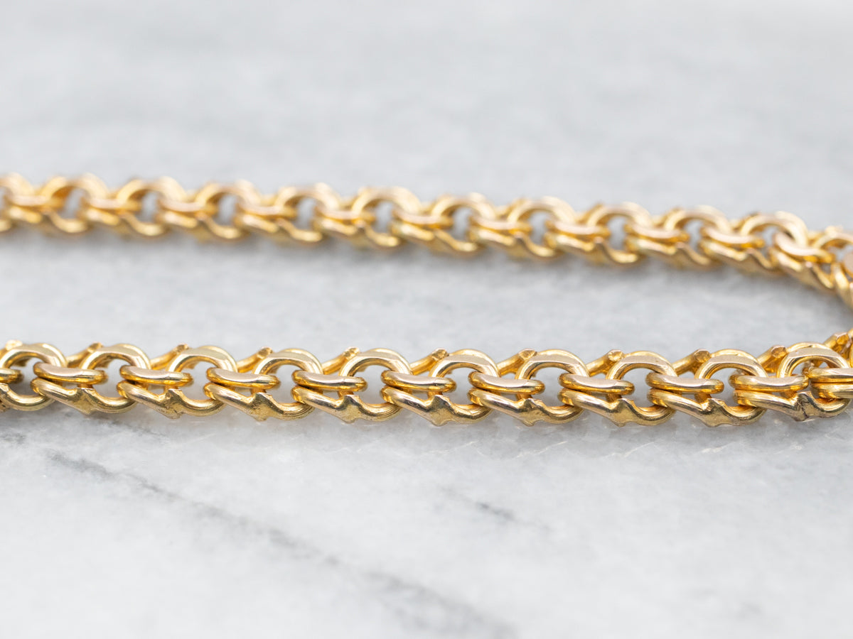 Yellow Gold Charm Bracelet with Lobster Clasp