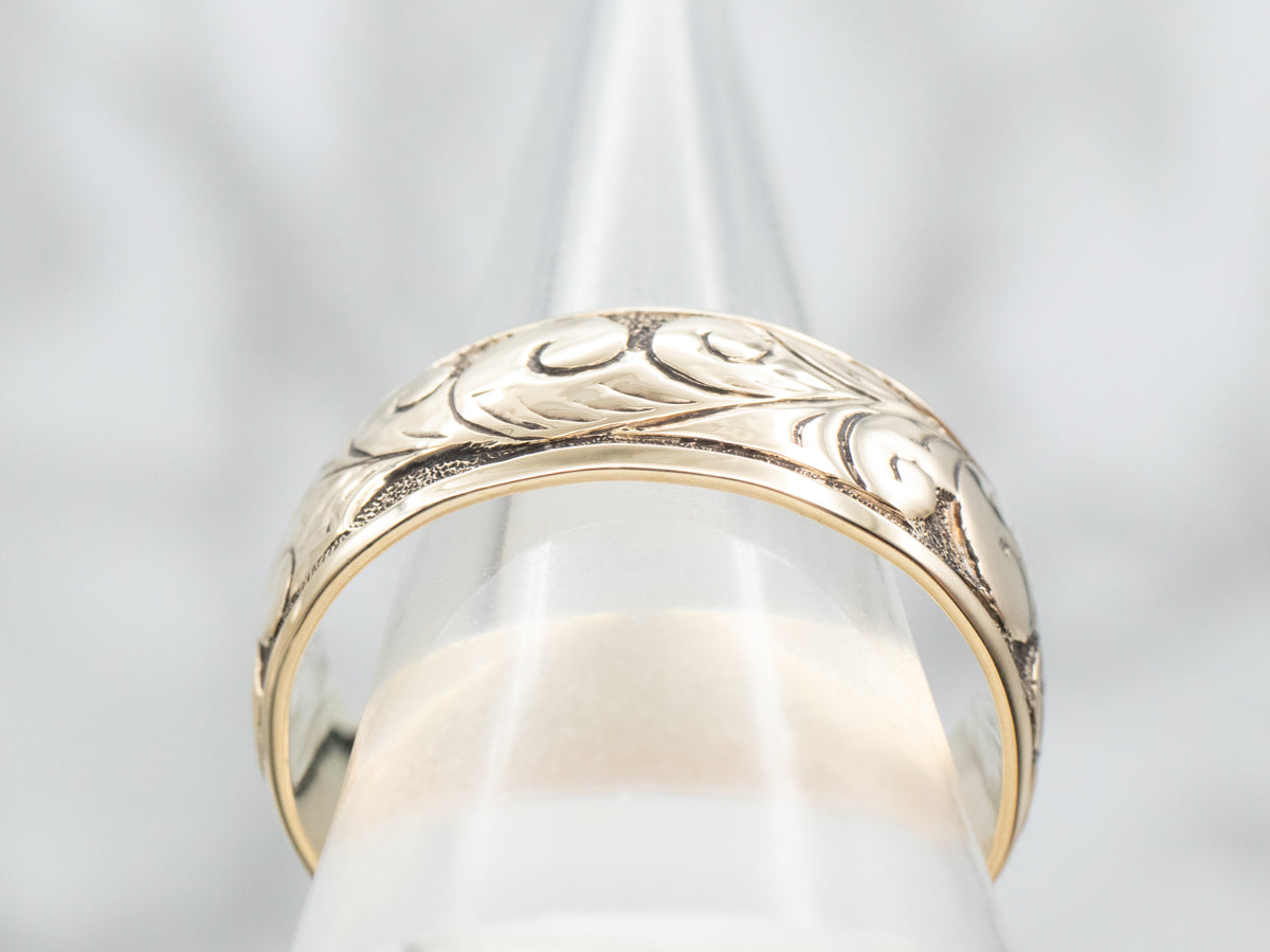 Men's Antique Gold Flower Pattern Band