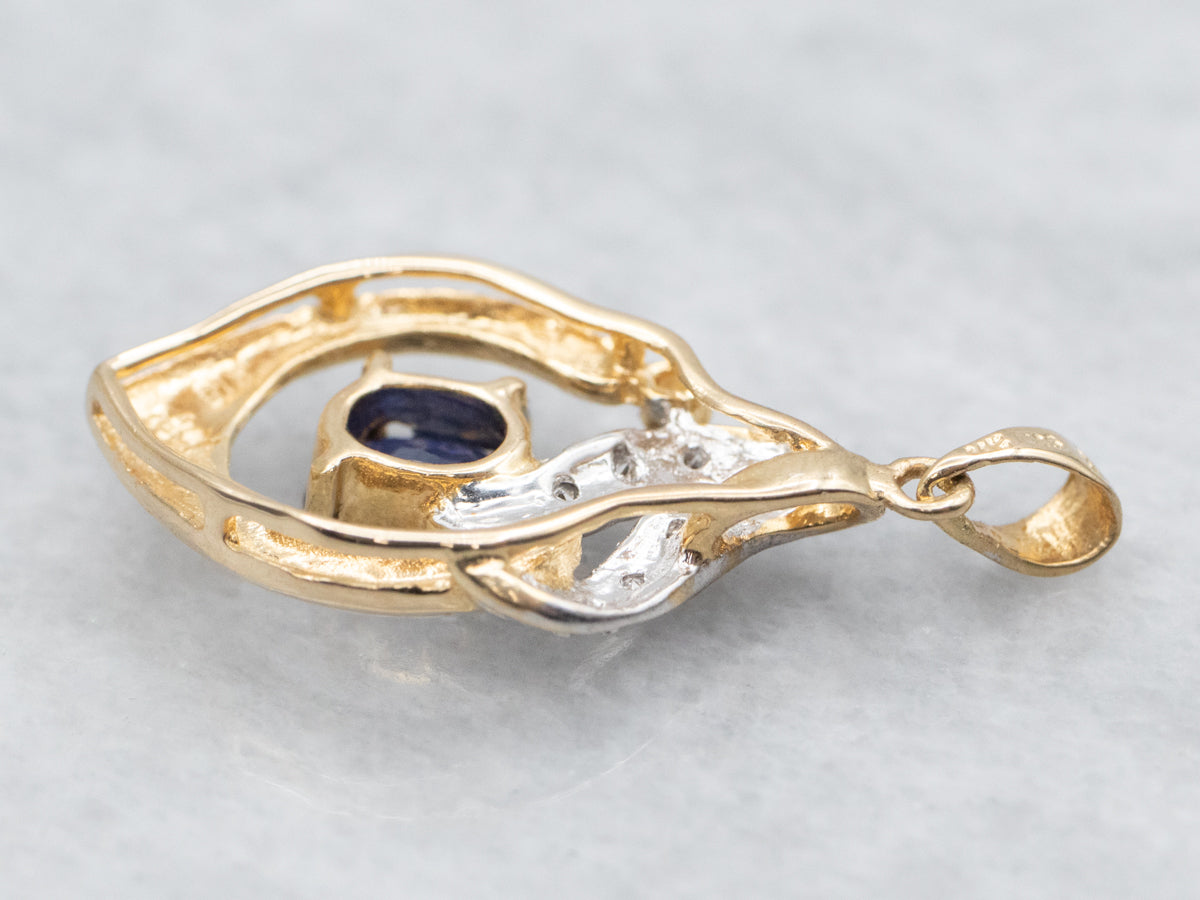 Two Tone Sapphire and Diamond Pendant