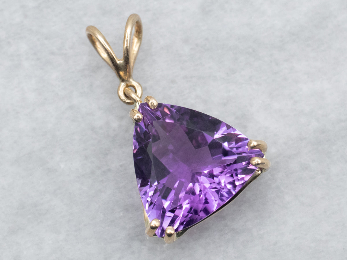 Trillion Cut Amethyst Solitaire Pendant