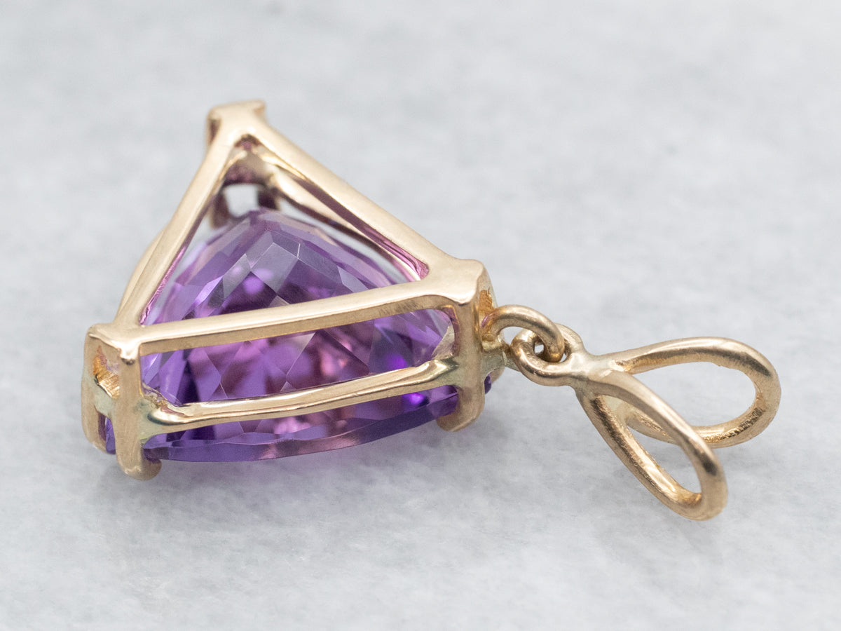 Trillion Cut Amethyst Solitaire Pendant