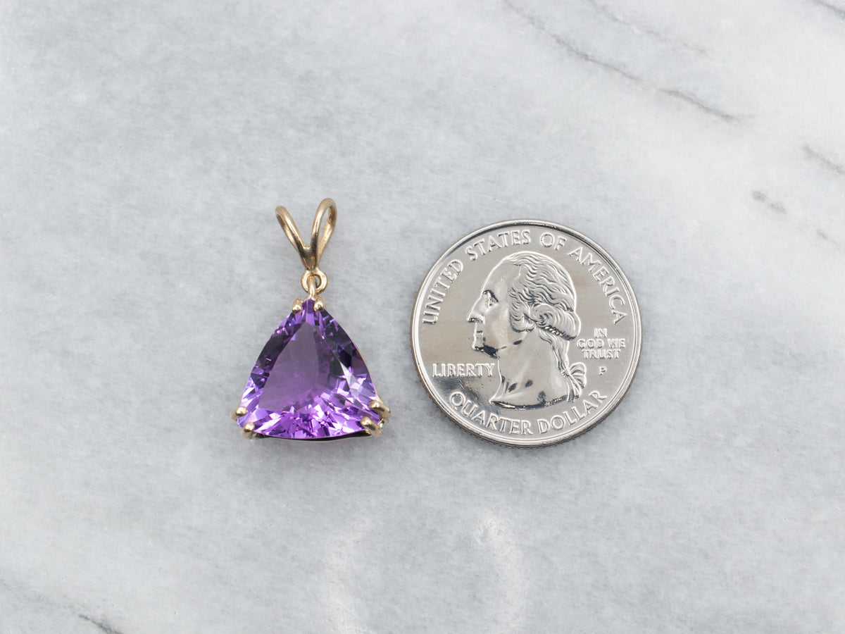 Trillion Cut Amethyst Solitaire Pendant