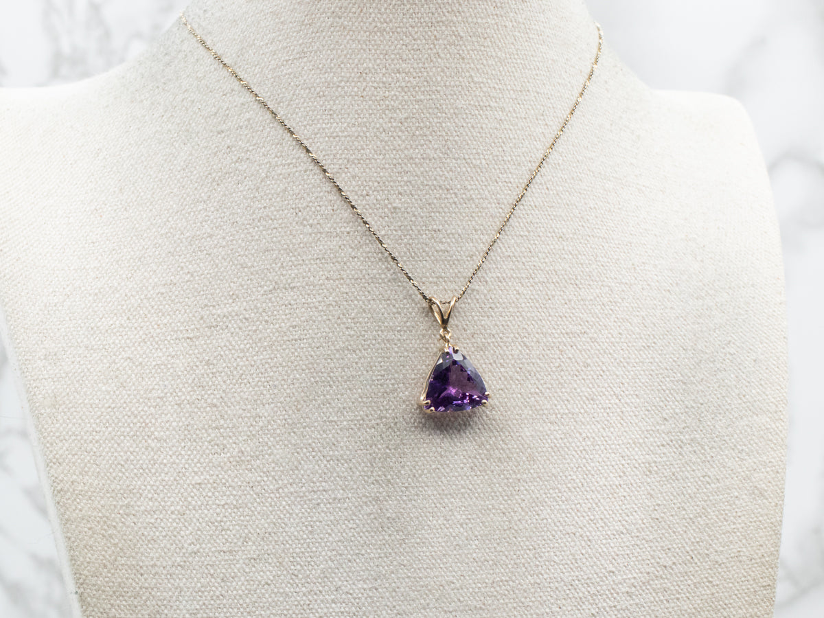 Trillion Cut Amethyst Solitaire Pendant