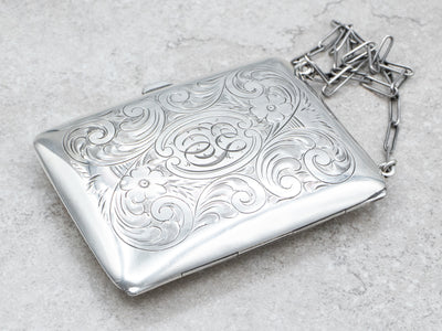 Sterling Silver Early 1900's Monogrammed Floral Purse