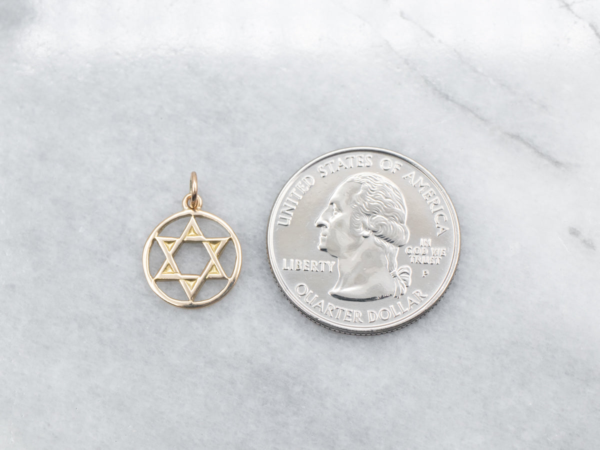 Yellow Gold Star of David Charm Pendant