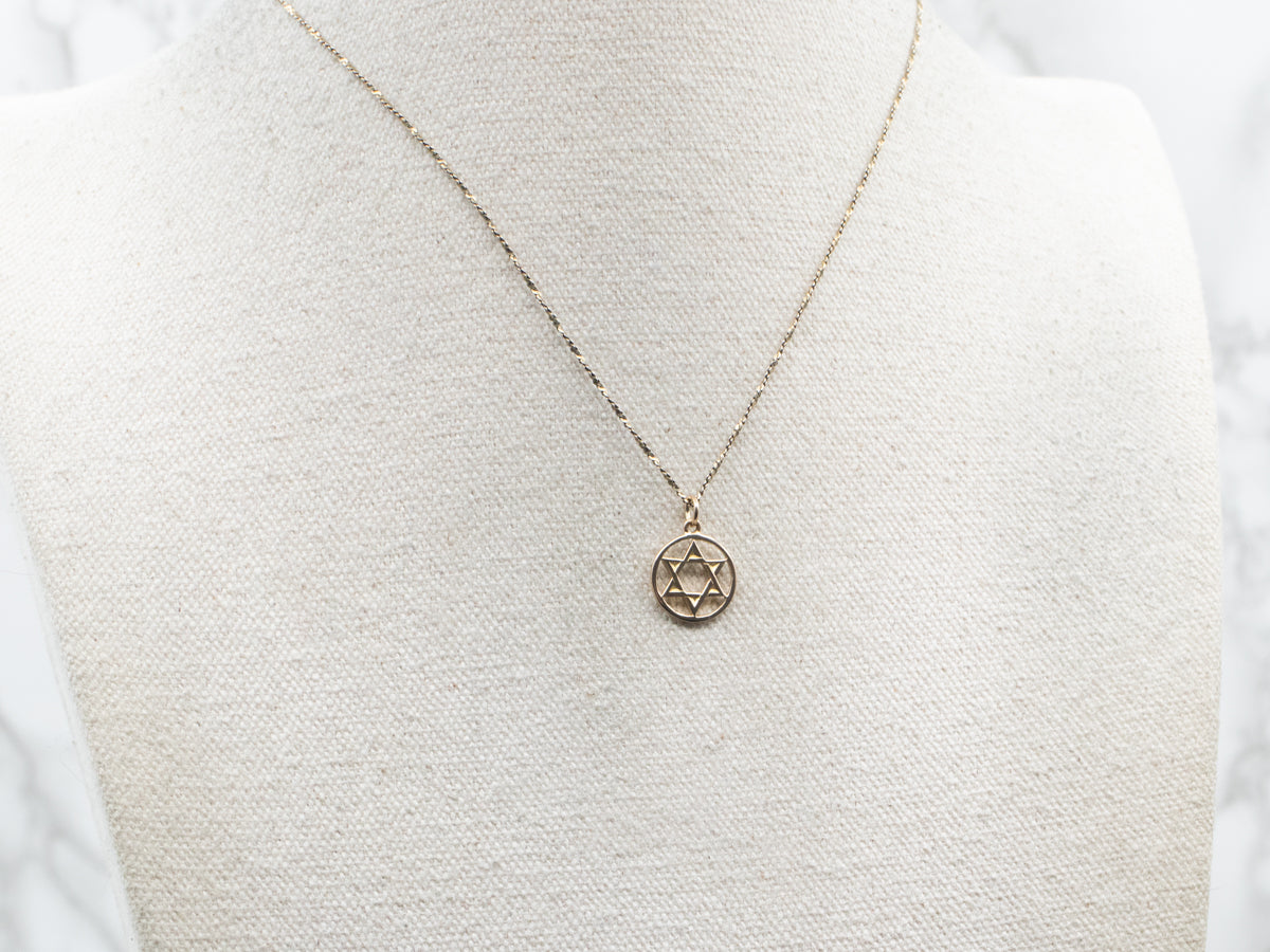 Yellow Gold Star of David Charm Pendant