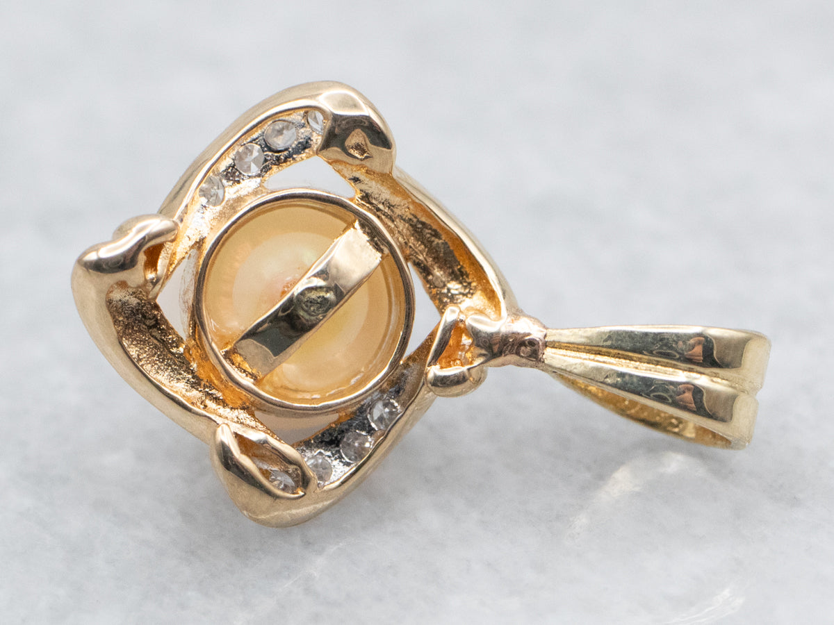 Sweet Pink Pearl and Diamond Pendant