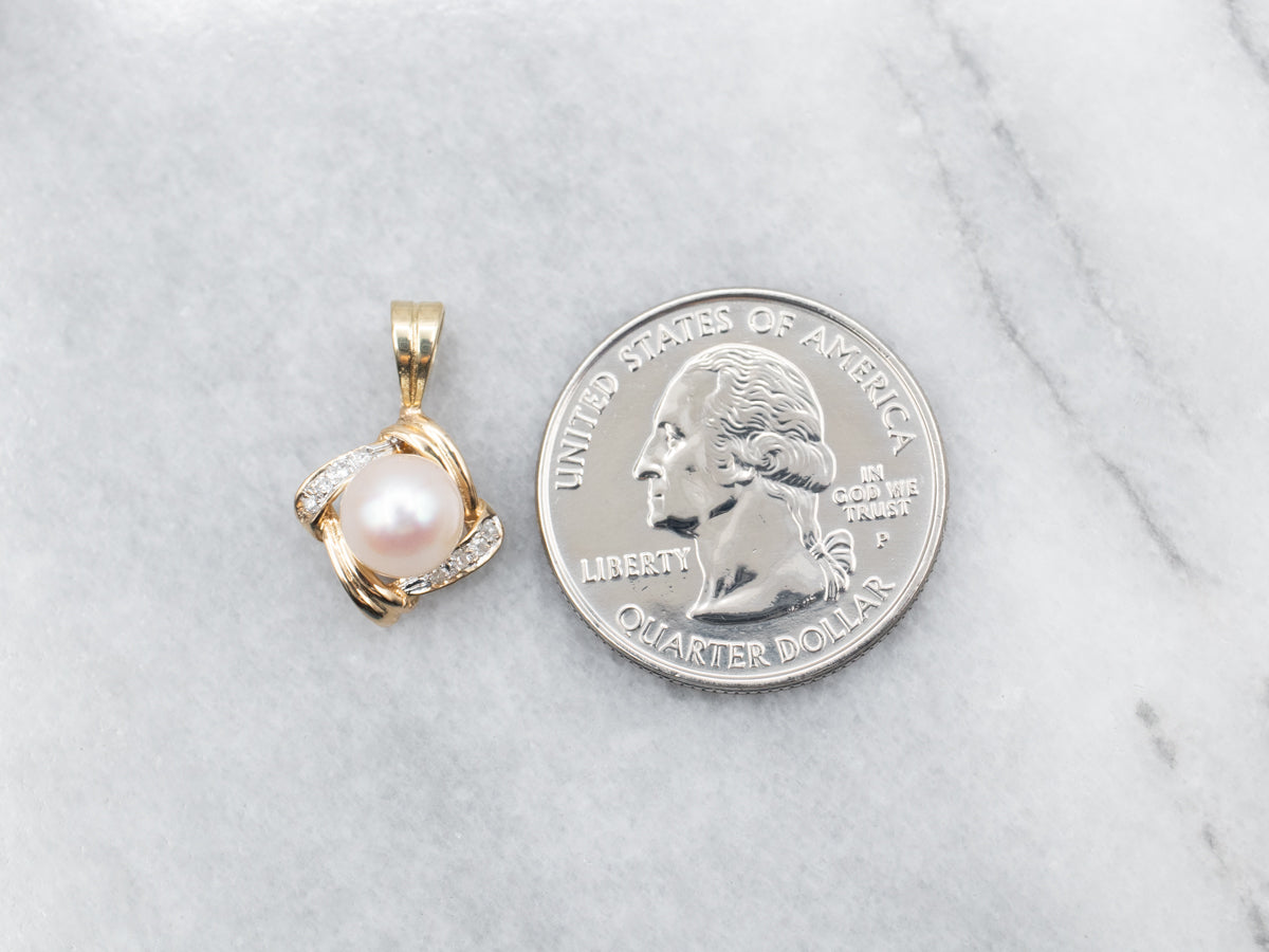 Sweet Pink Pearl and Diamond Pendant