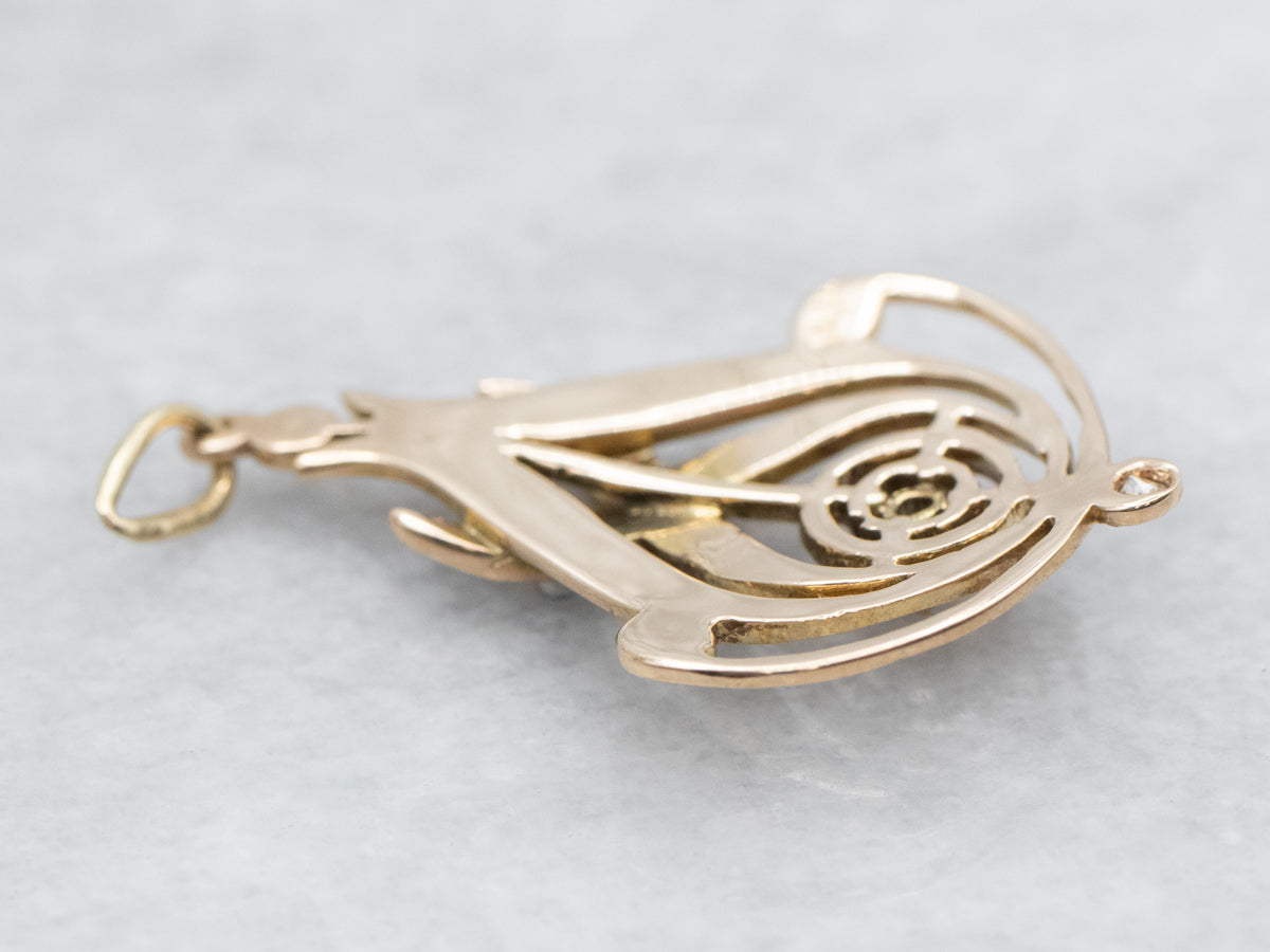 Old Mine Cut Diamond and Seed Pearl Lavalier Pendant