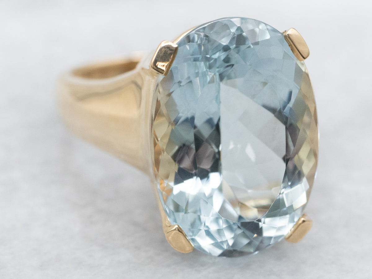 Oval Cut Blue Topaz Cocktail Ring