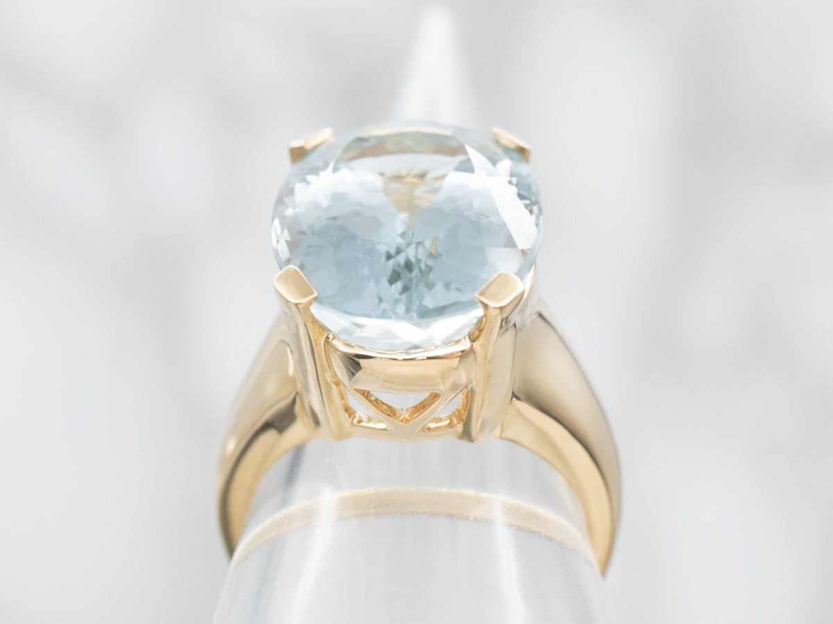 Oval Cut Blue Topaz Cocktail Ring