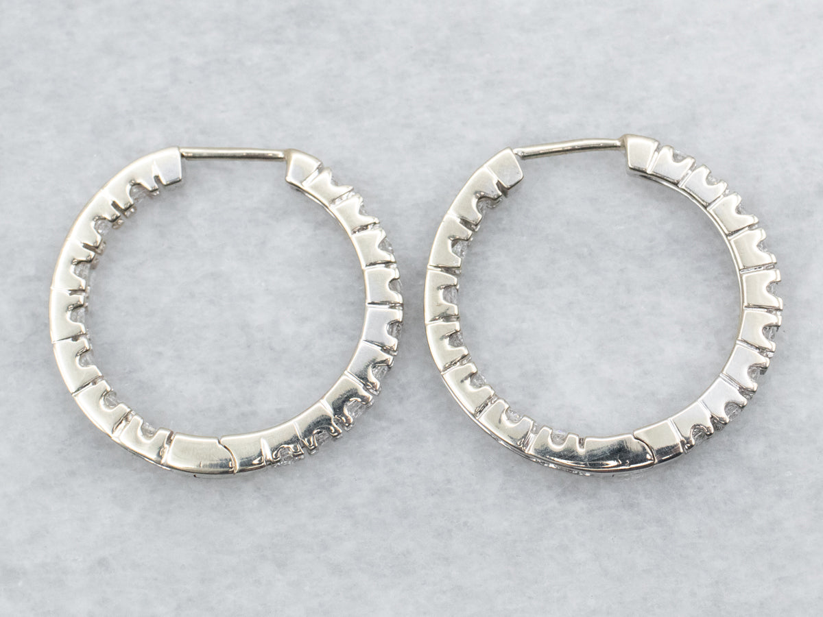 White Gold Diamond Hoop Earrings