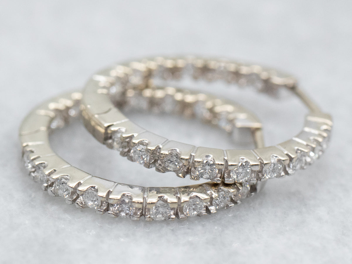 White Gold Diamond Hoop Earrings