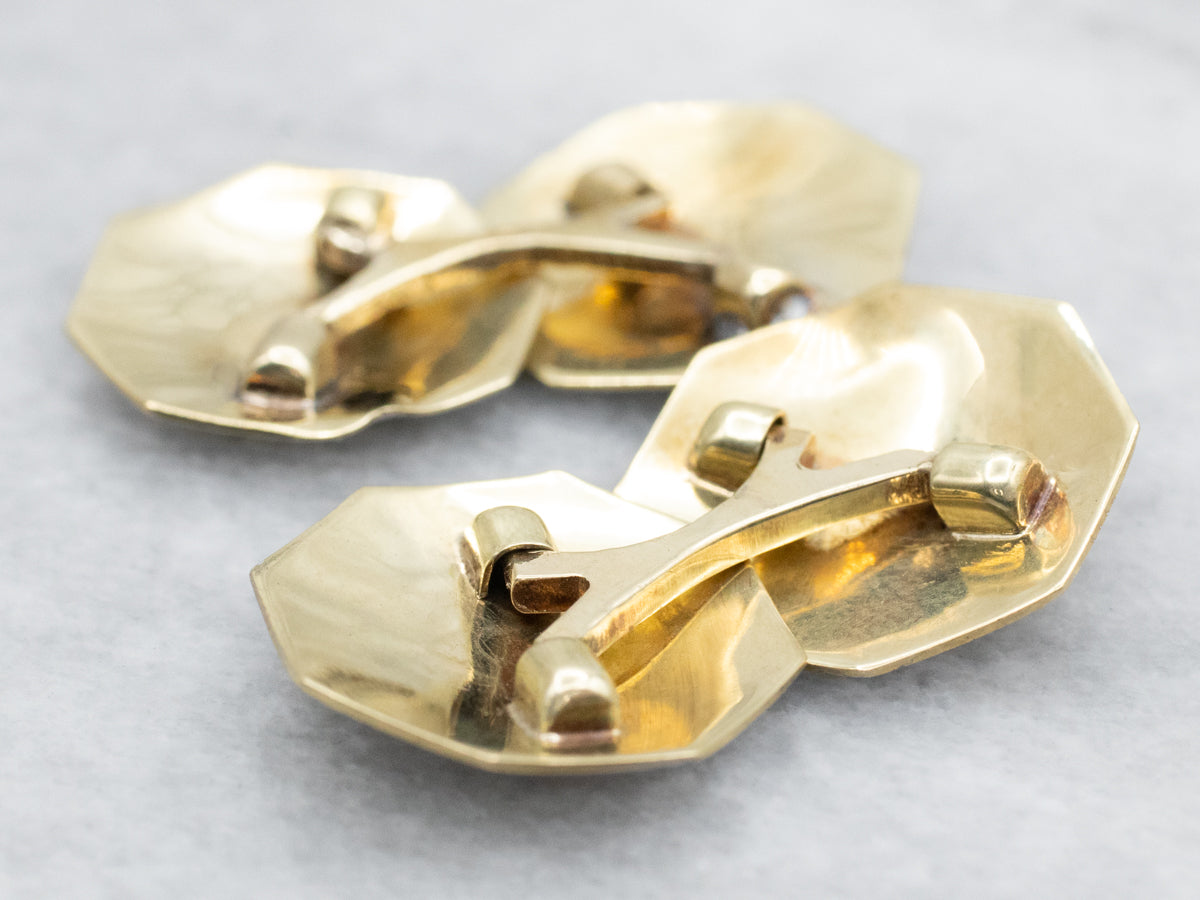 Retro Era Two Tone Gold Etched Cufflinks