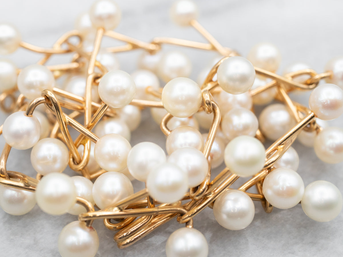 Modernist Gold Saltwater Pearl Necklace