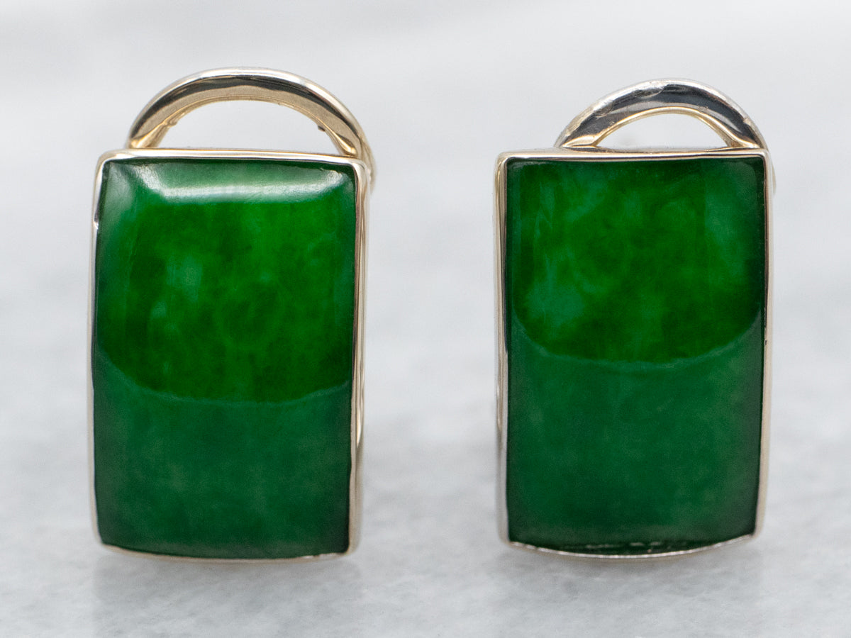 Jadeite Stud Earrings with Omega Backs