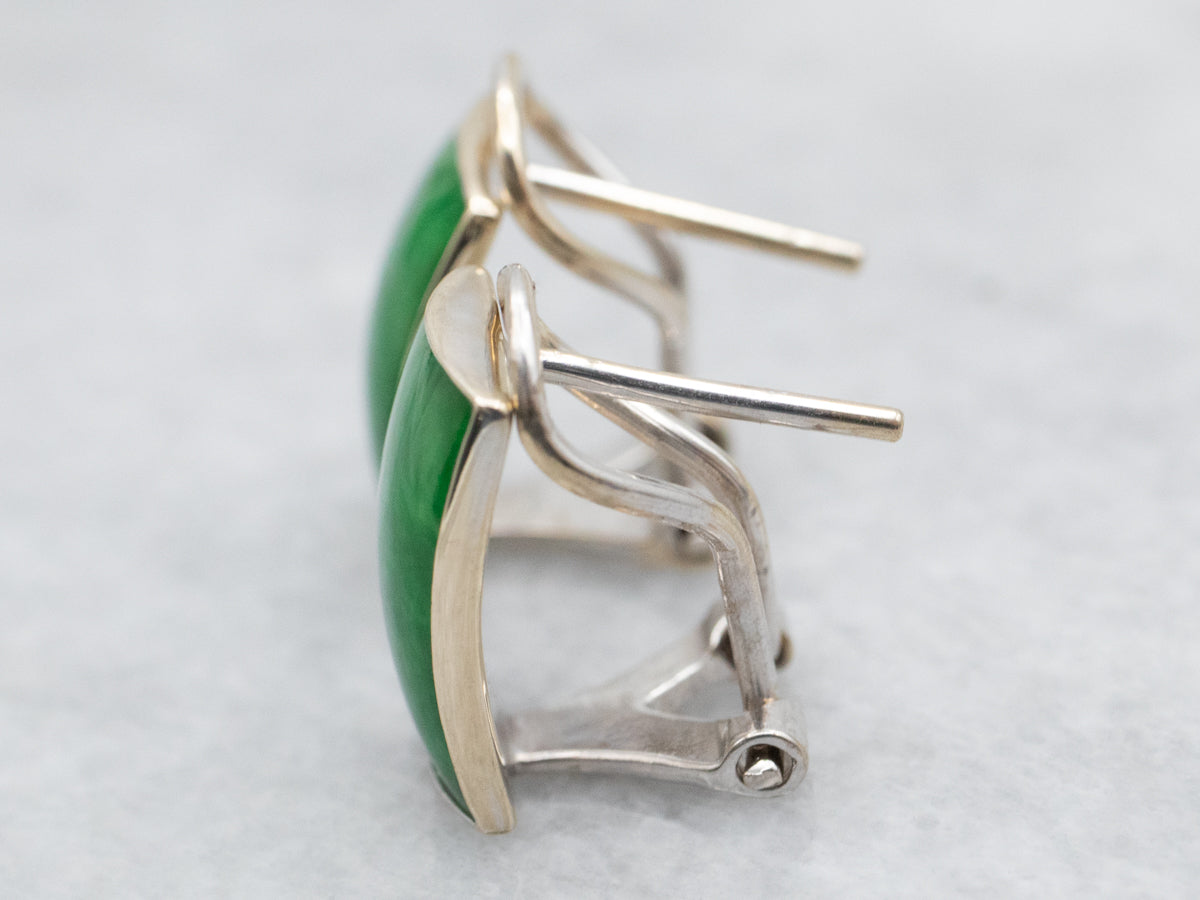 Jadeite Stud Earrings with Omega Backs