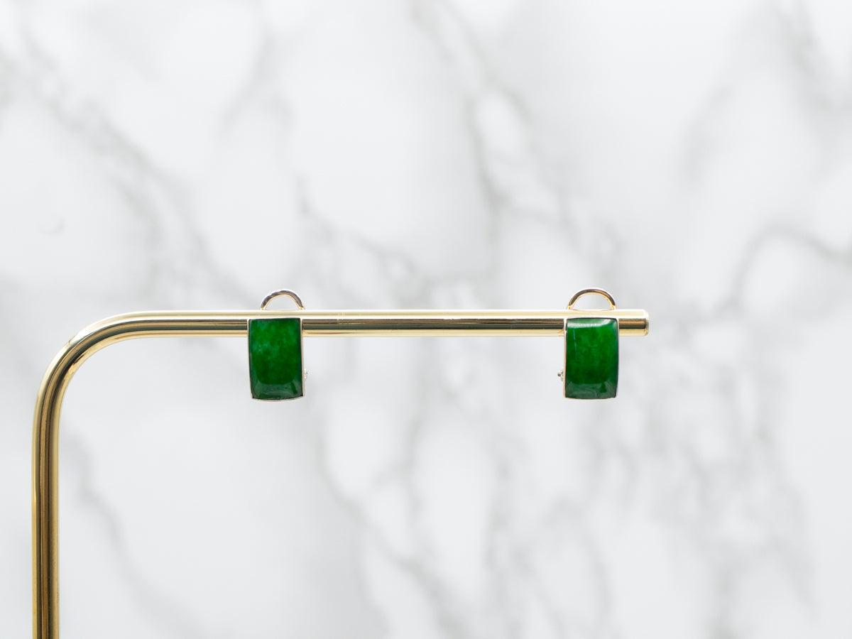 Jadeite Stud Earrings with Omega Backs