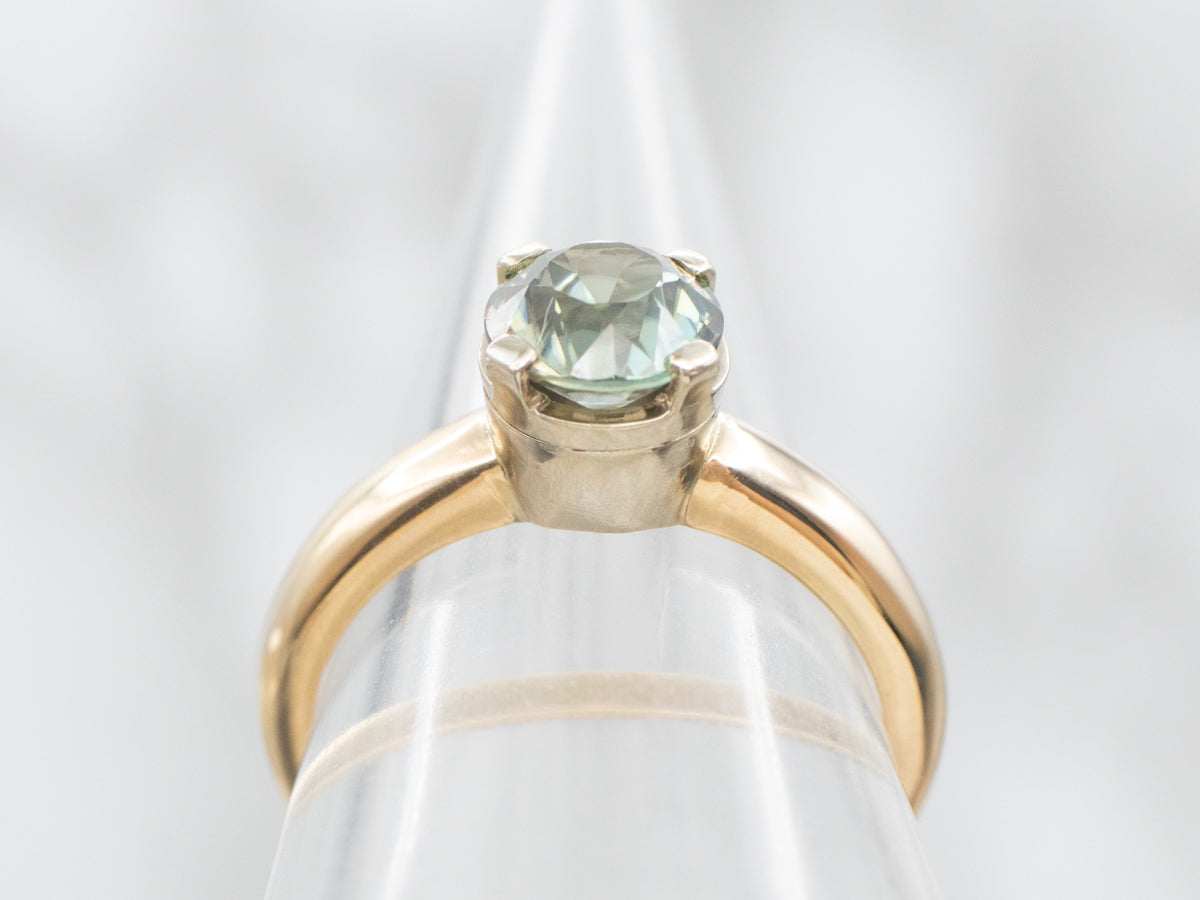 Anillo Solitario Circonitas Azul-Verde