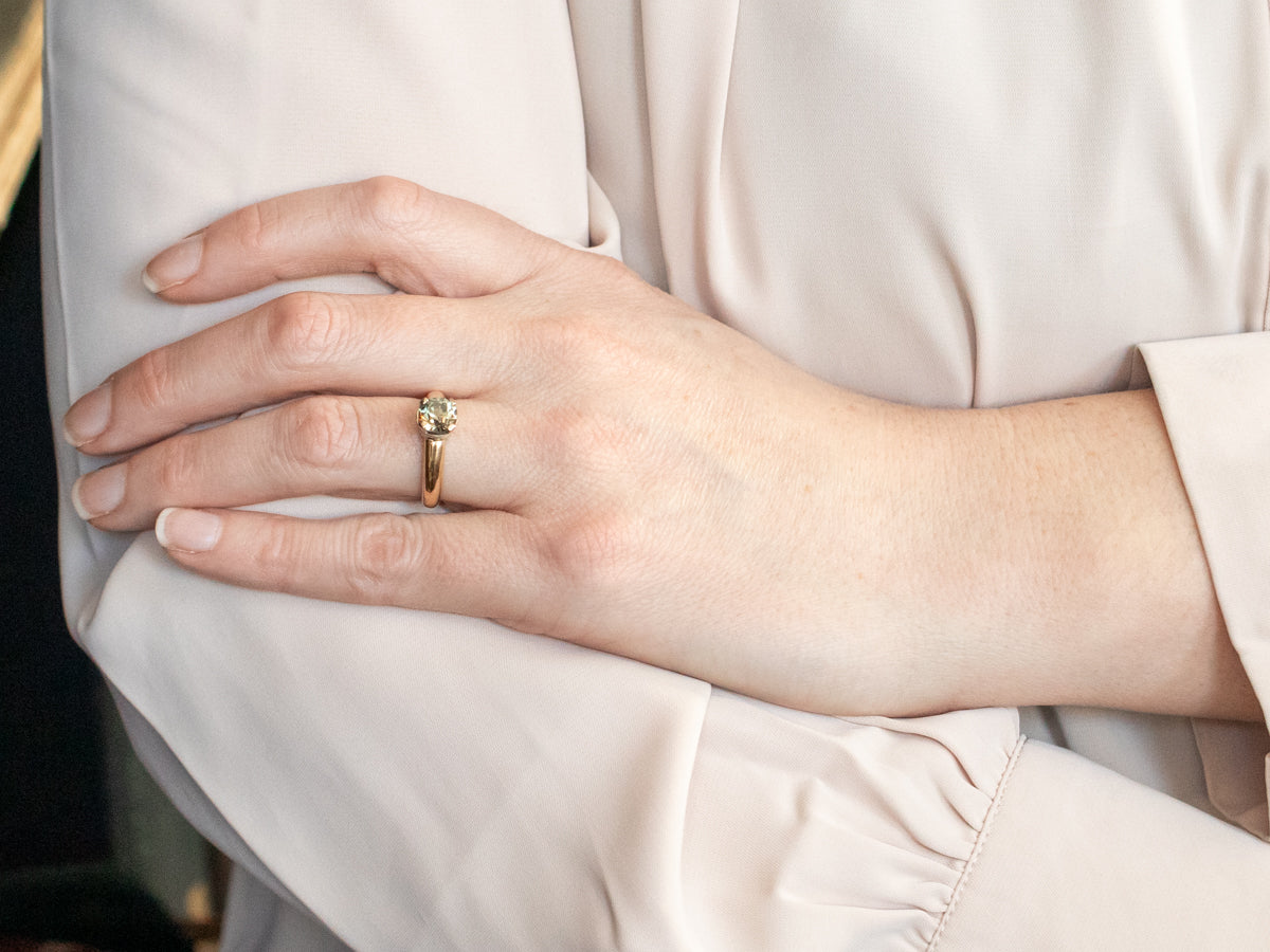 Anillo Solitario Circonitas Azul-Verde