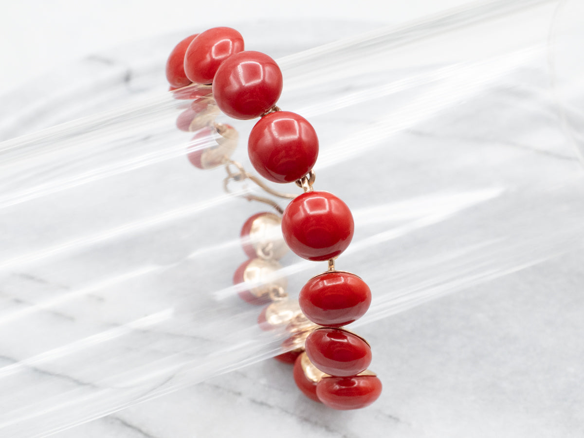 Vintage Red Coral and Gold Bracelet