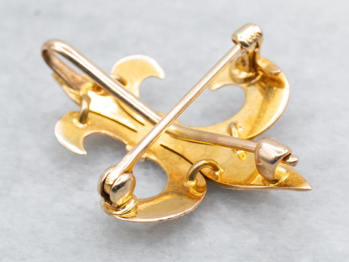 Fleur de Lis Brooch with Milgrain Edge