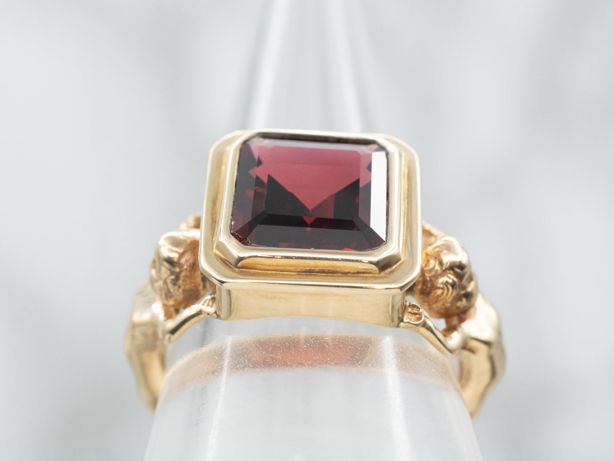 Vintage Bezel Set Garnet Ring