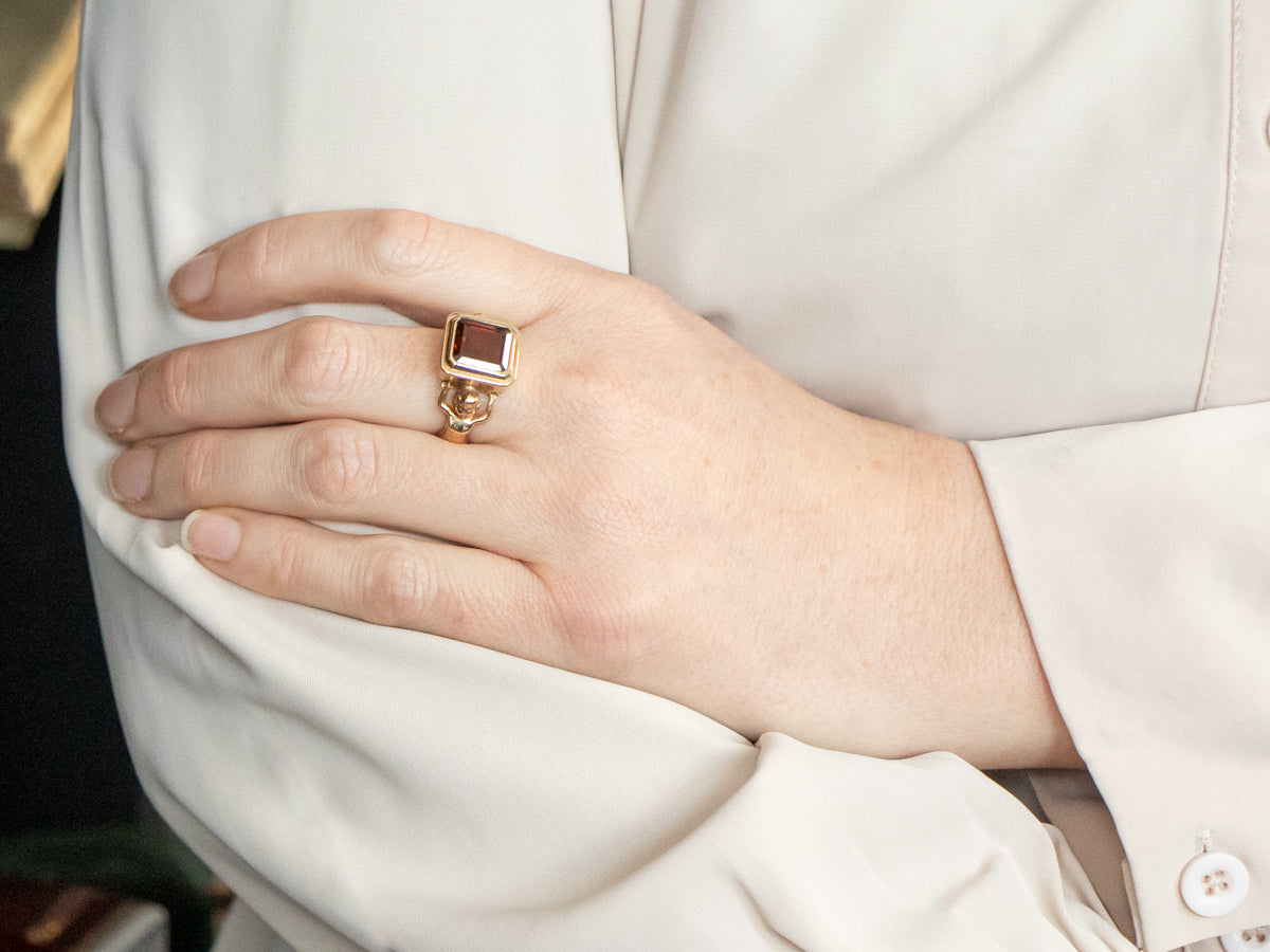 Vintage Bezel Set Garnet Ring