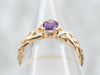 Braided Gold Amethyst Solitaire Ring