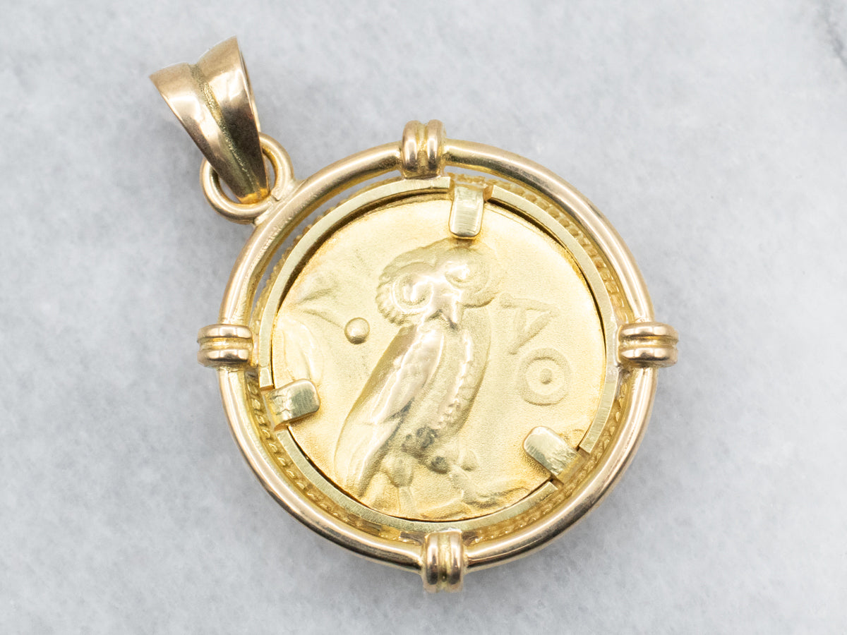 Ancient Greek Athena and the Owl Replica Pendant