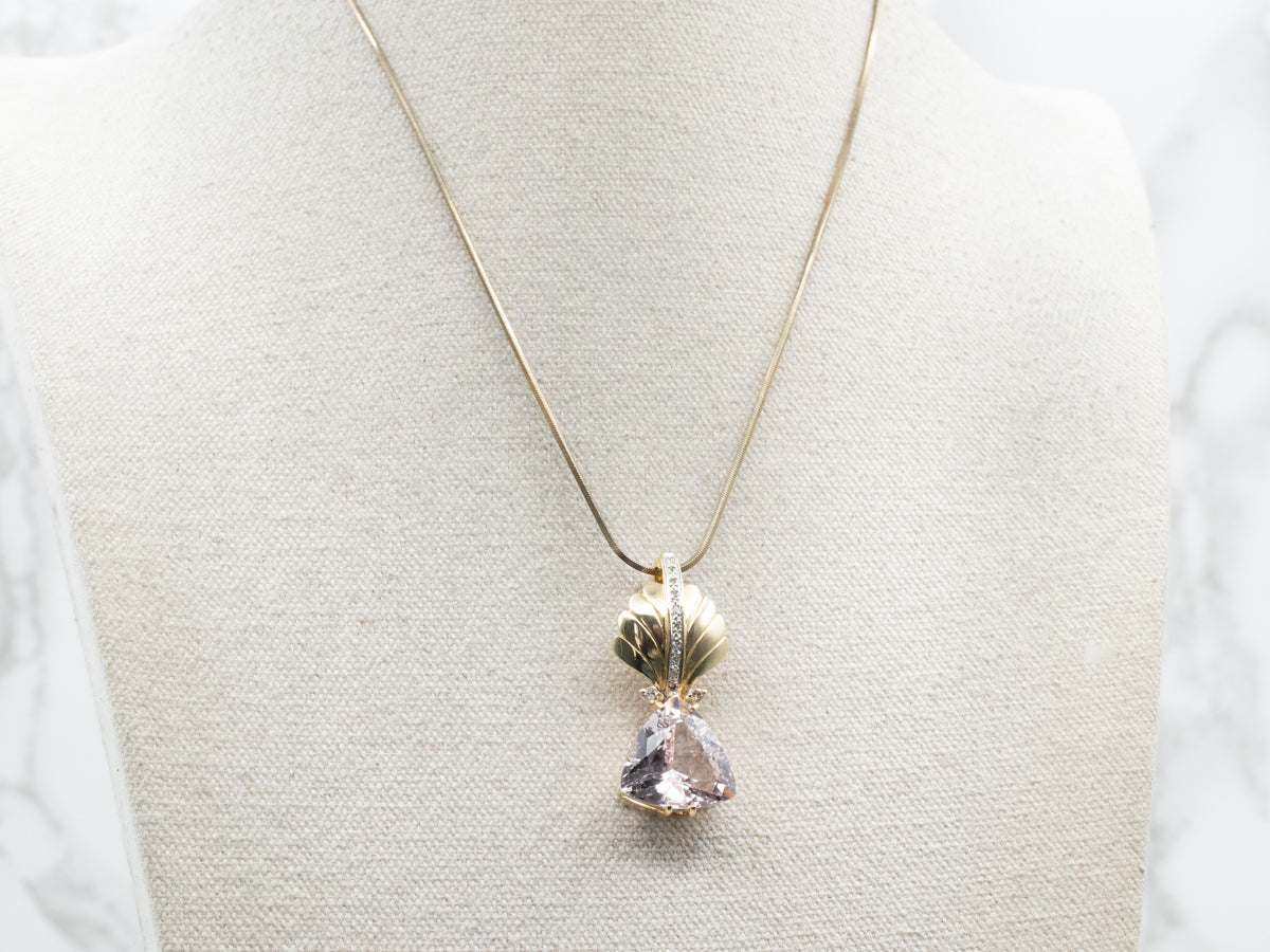 Botanical Morganite and Diamond Pendant