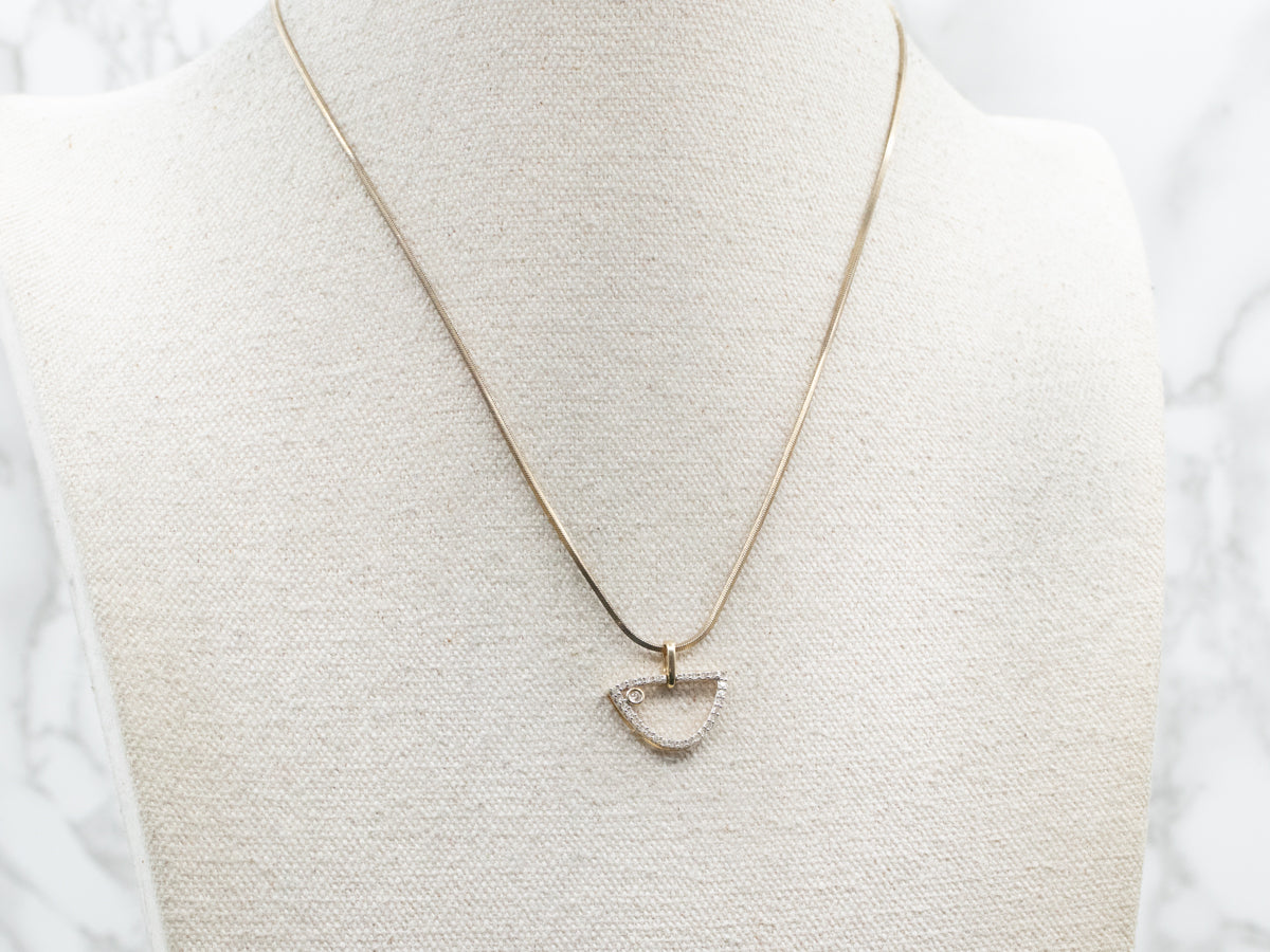 Modernist Gold Diamond Pendant