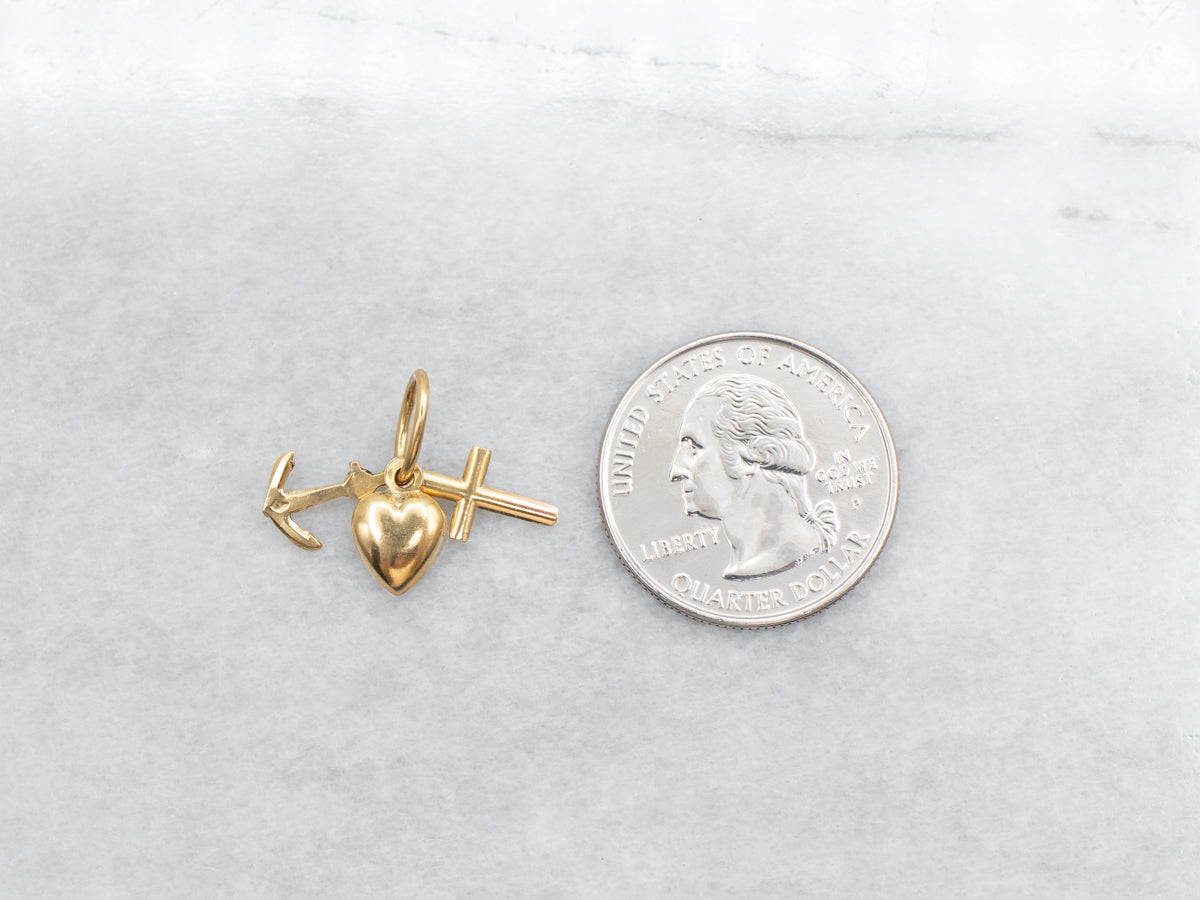 Faith Hope and Charity Gold Charm